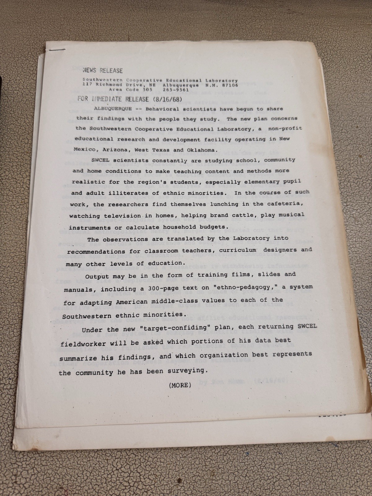 Ethno-Pedagogy Manual Cross Cultural Teaching SWCEL Albuquerque 1968 + Papers