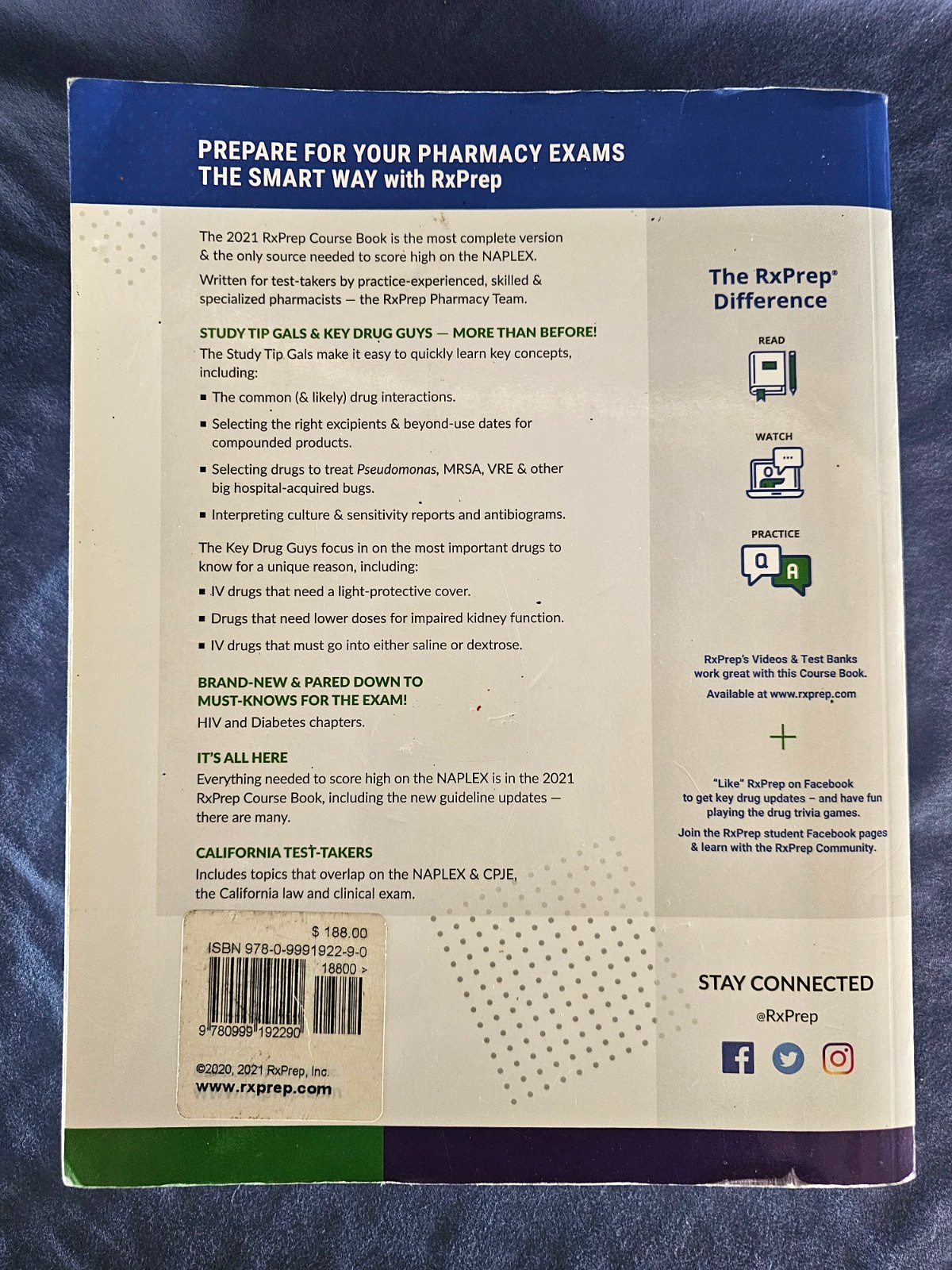 RxPrep NAPLEX Course Book 2021 Pharmacy Exam Study Guide UWorld CPJE
