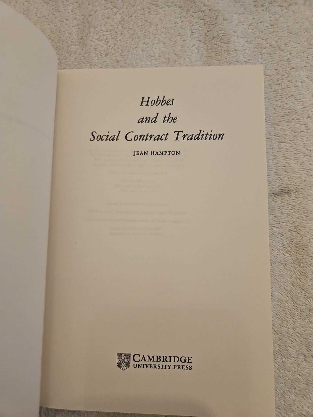Hobbes And The Social Contract Tradition By Jean Hampton
