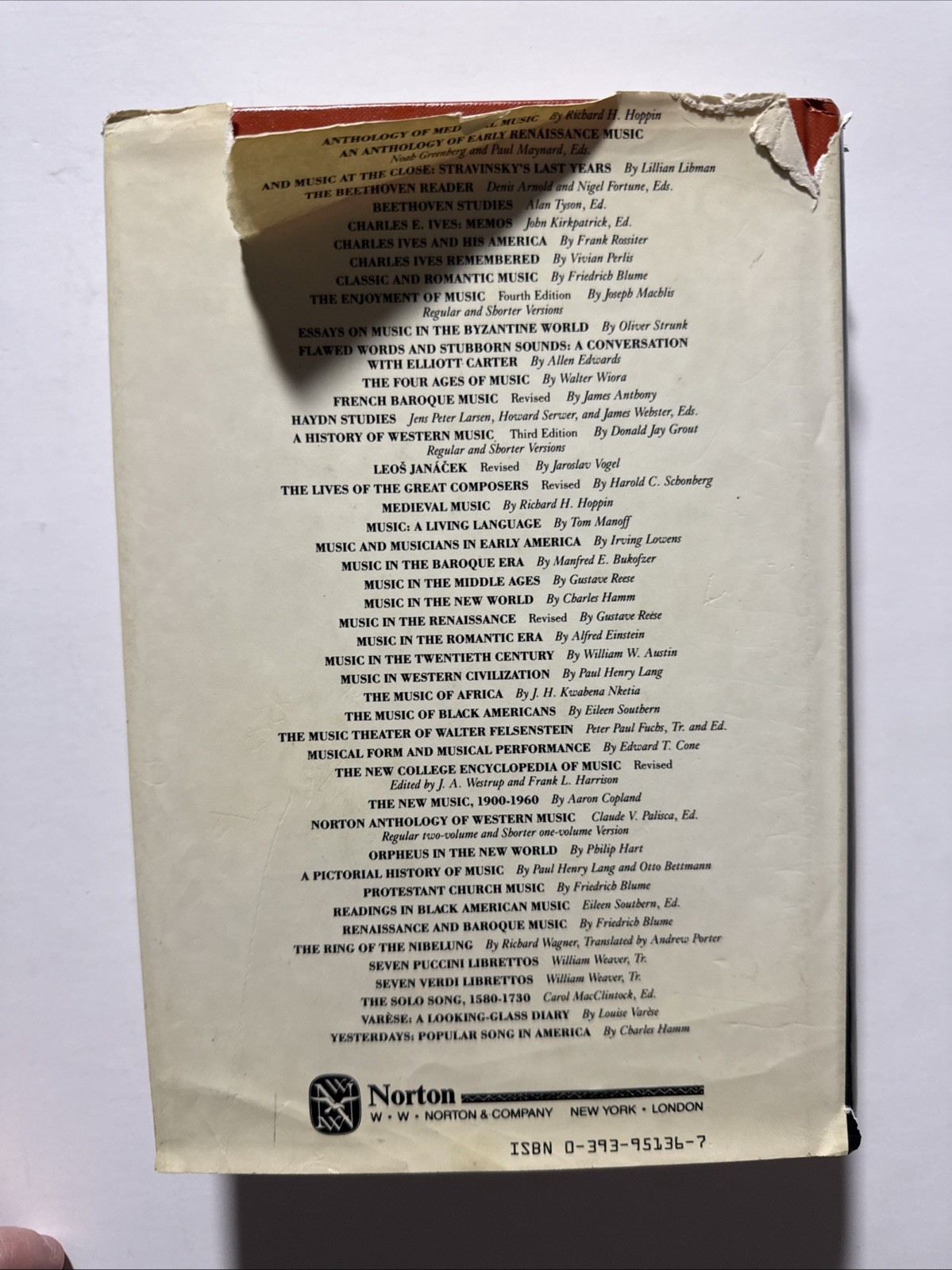A History Of Western Music’ Third Edition- Donald Jay Grout 749 Pages