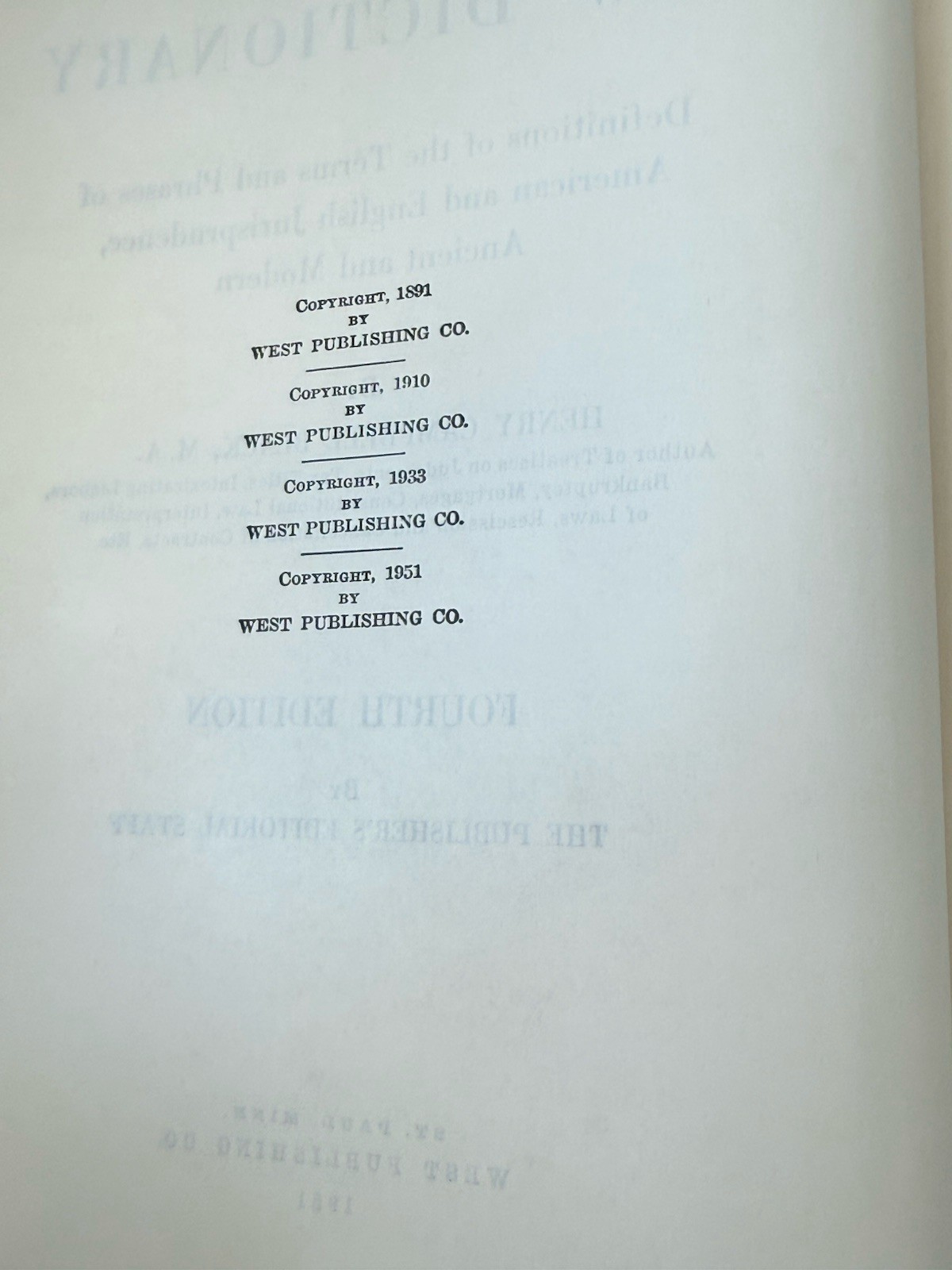 📚 Black’s Law Dictionary Fourth Edition 4th 1951 Legal Terms Phrases