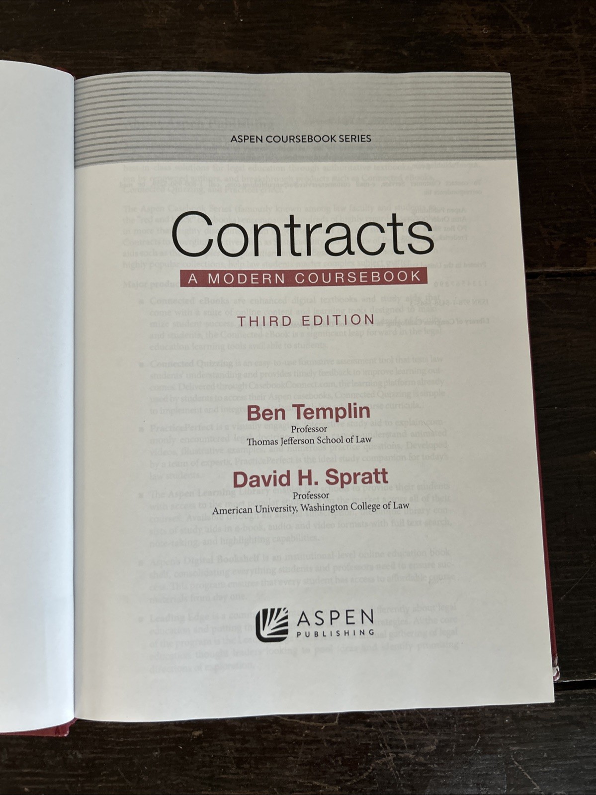 Aspen Casebook Ser.: Contracts: A Modern Coursebook by Ben Templin (Third Ed)