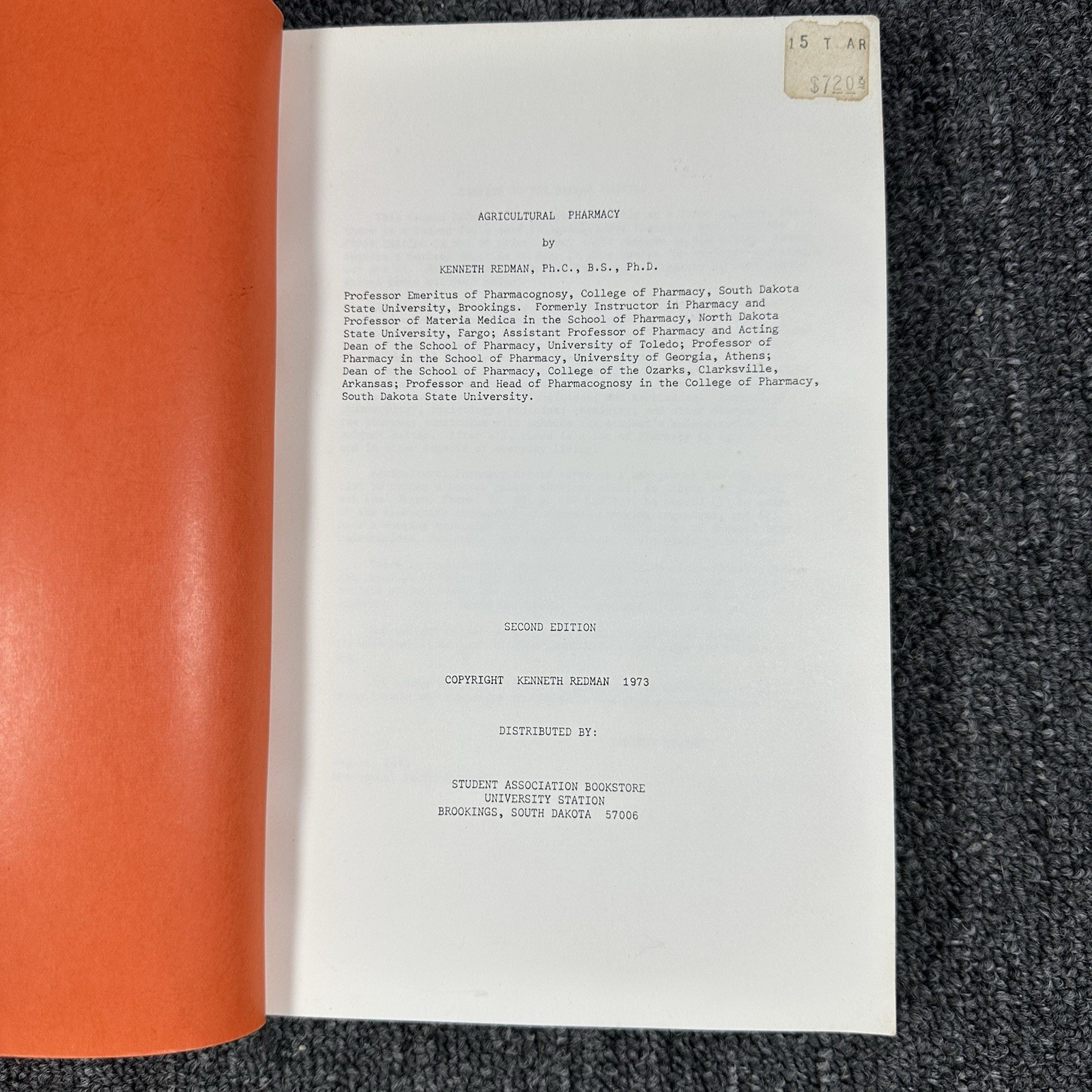 Agricultural Pharmacy By Kenneth Redman PB 1973 South Dakota Farming Rare