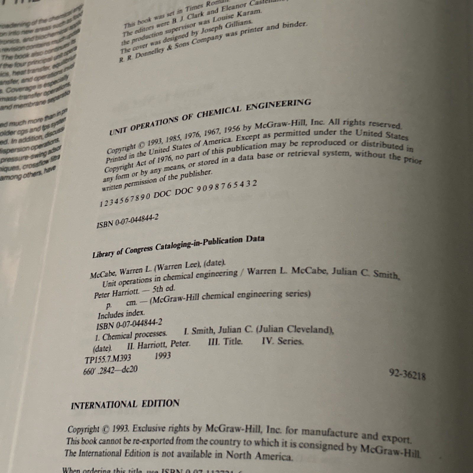 Unit Operations in Chemical Engineering Hardcover