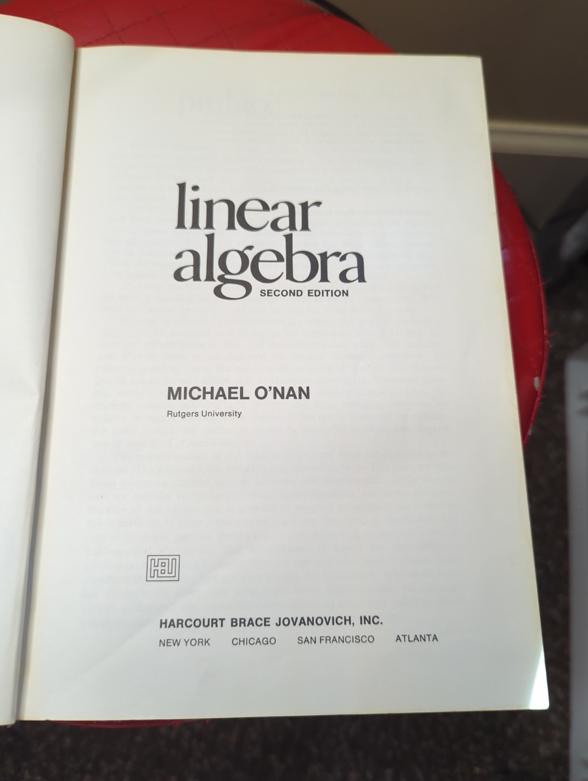 Linear Algebra 2 Edition Harcourt Brace Jovanovich 1976