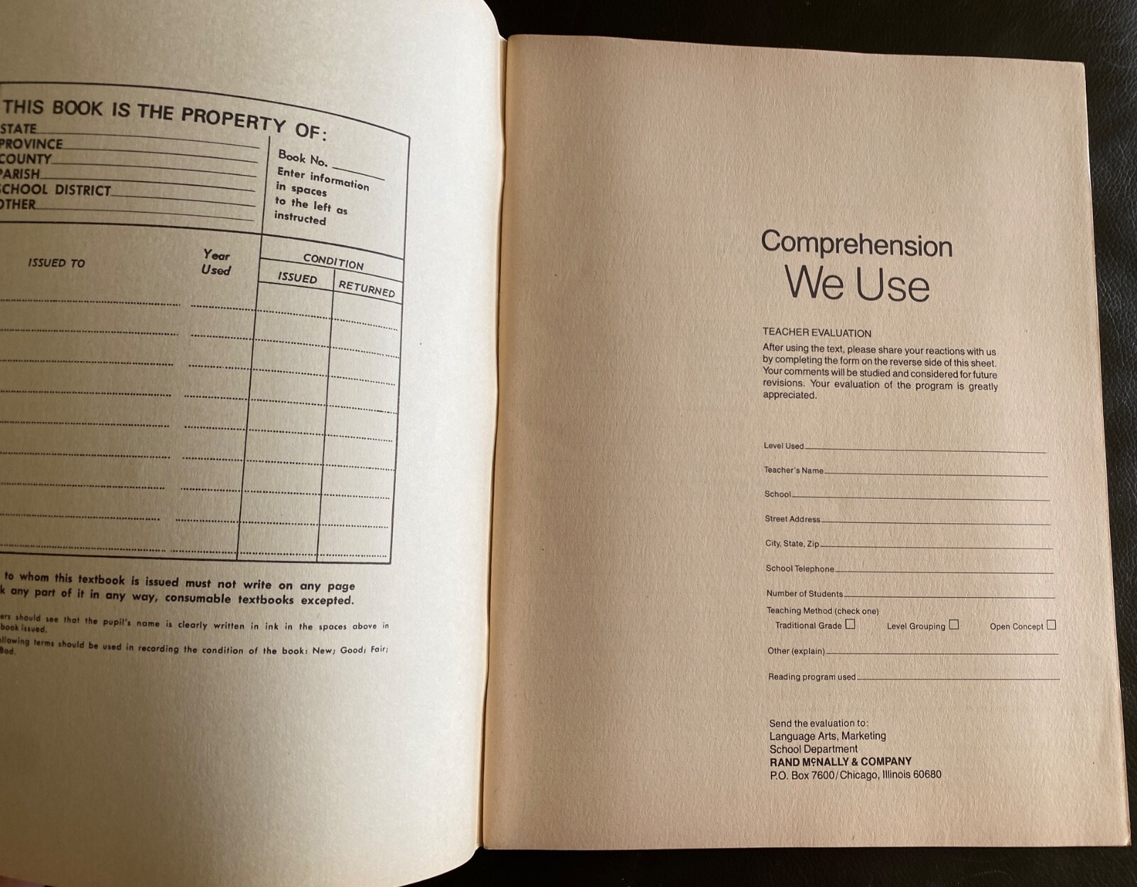 Vintage 1981 Teacher’s Edition Comprehension We Use Book A Rand McNally