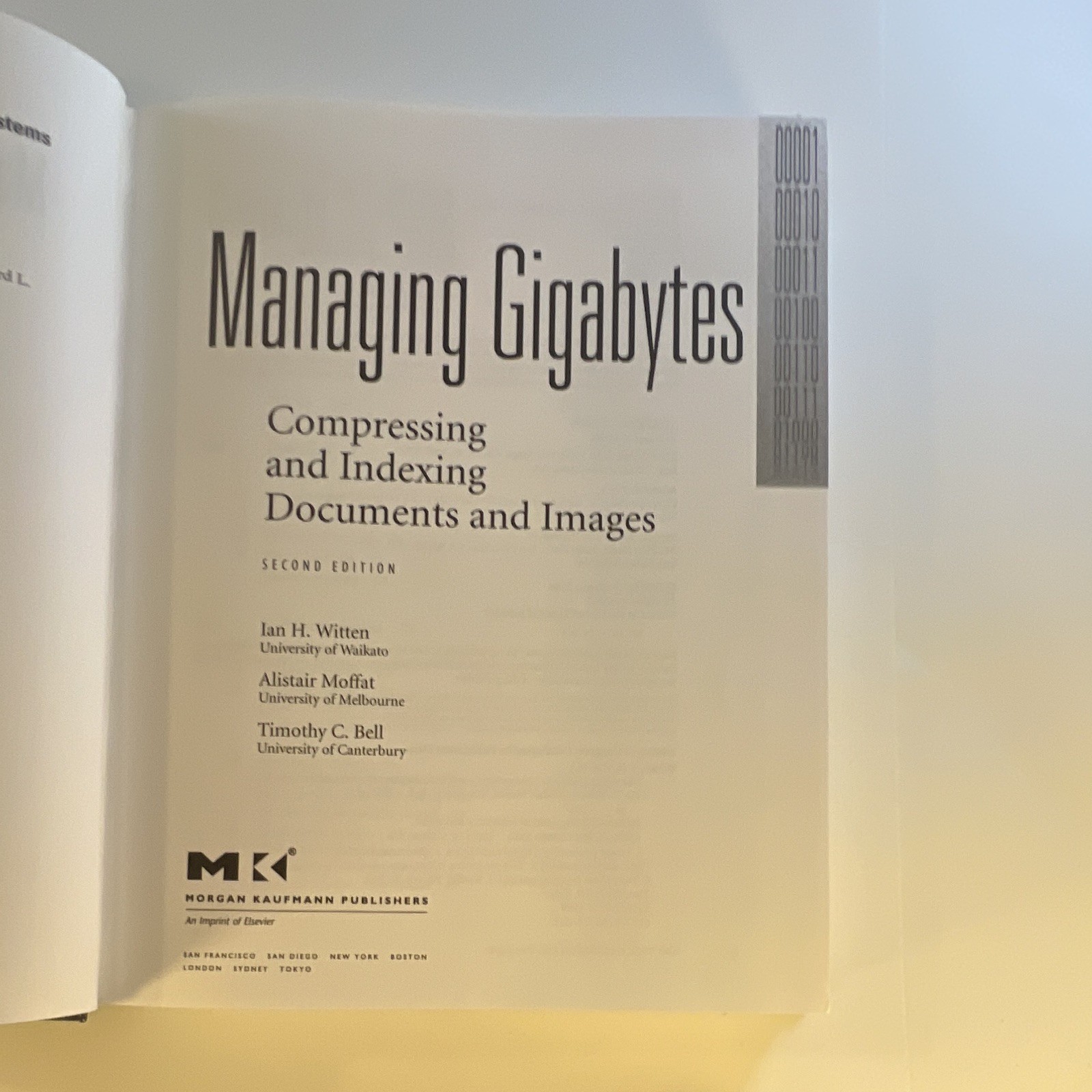 Morgan Kaufmann Managing Gigabytes 2nd Ed Witten/Moffat/Bell 1999 HC 519p