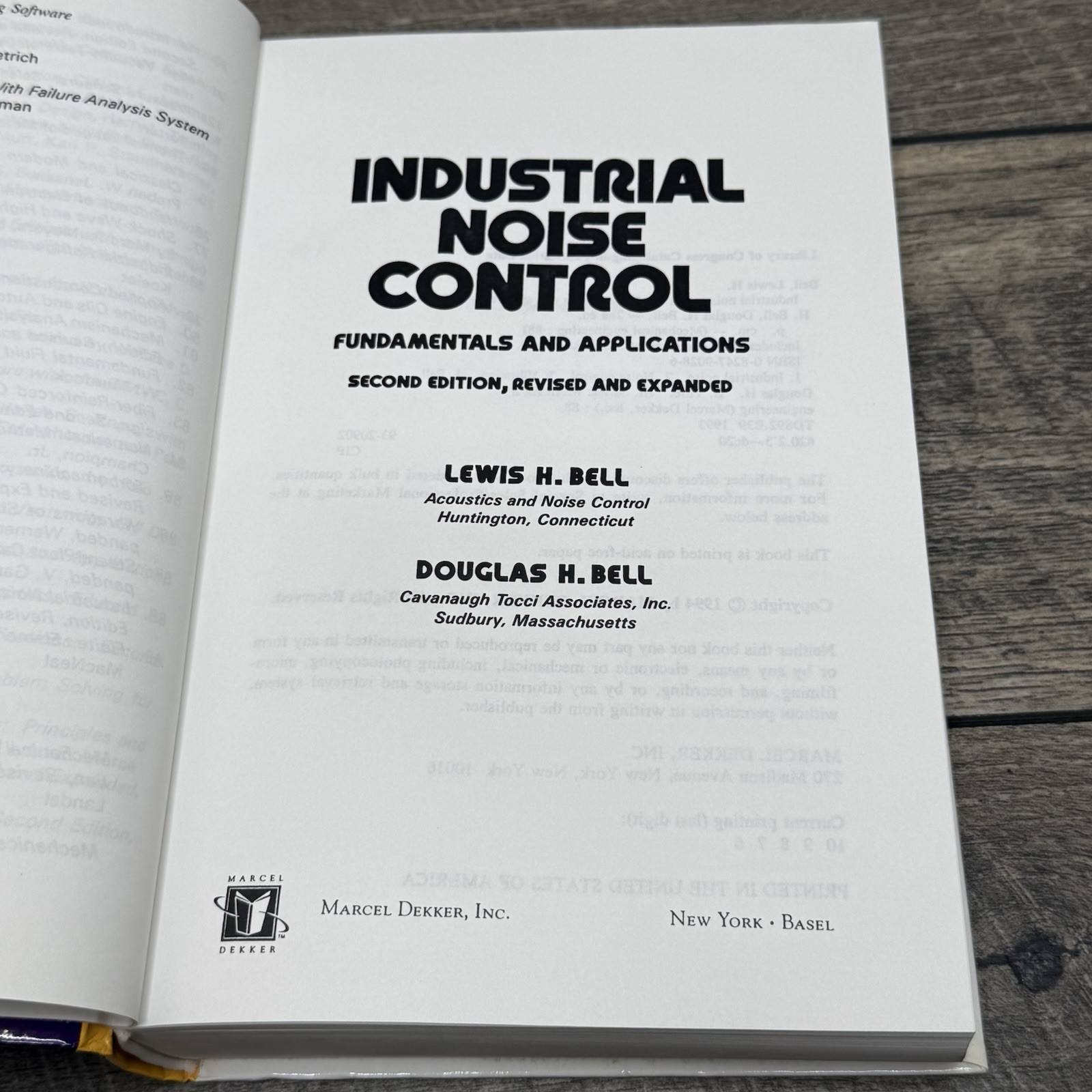 Industrial Noise Control: Fundamentals & Applications – Bell – Hardcover 2nd Ed