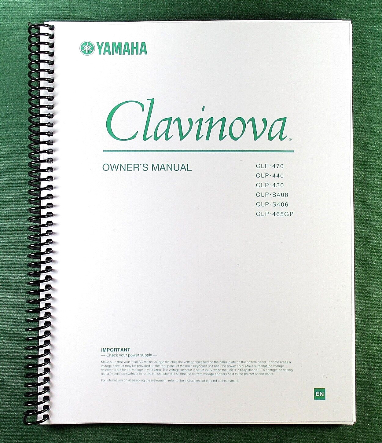 Yamaha CLP-470 440 430 465 Instruction Manual: 96 Pages & Protective Covers!