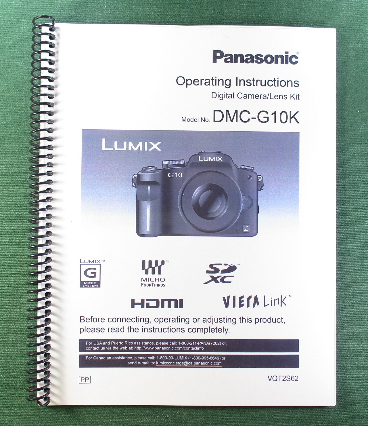 Panasonic Lumix DMC-G10K Owner’s Manual: 218 Pages Full Color & Clear Covers