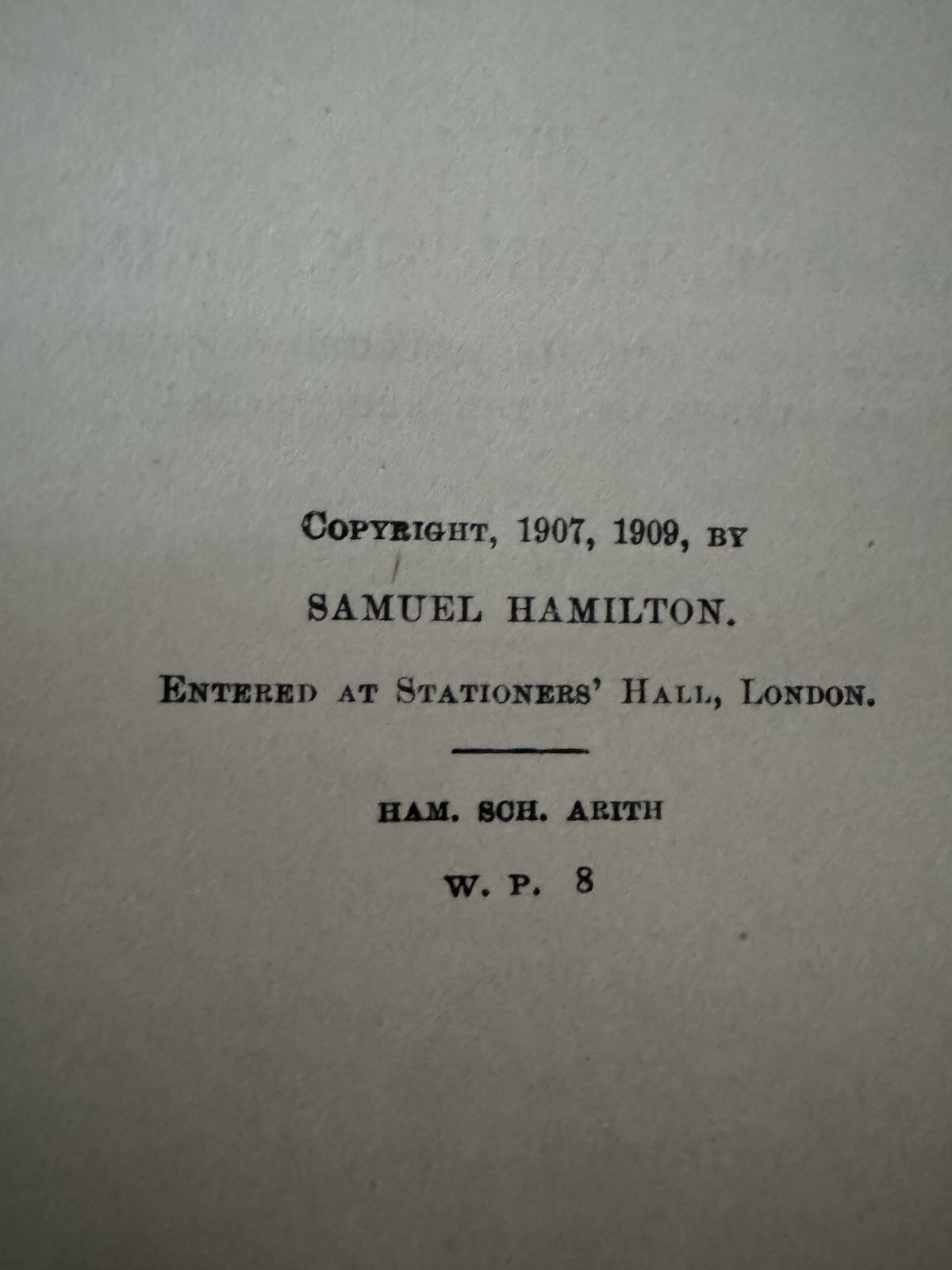Vintage School Arithmetic Samuel Hamilton Hardcover 1909 Elementary Beginner
