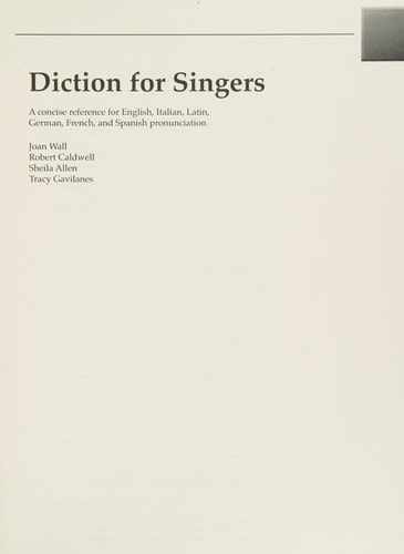Diction for Singers A Concise – Paperback, by Wall Joan; Caldwell – Acceptable w