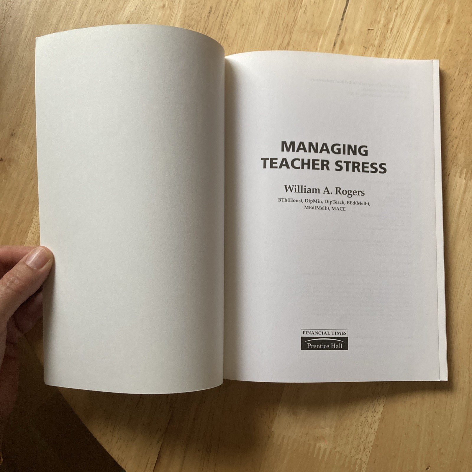 Managing Teacher Stress – William A. Rogers Paperback 1996