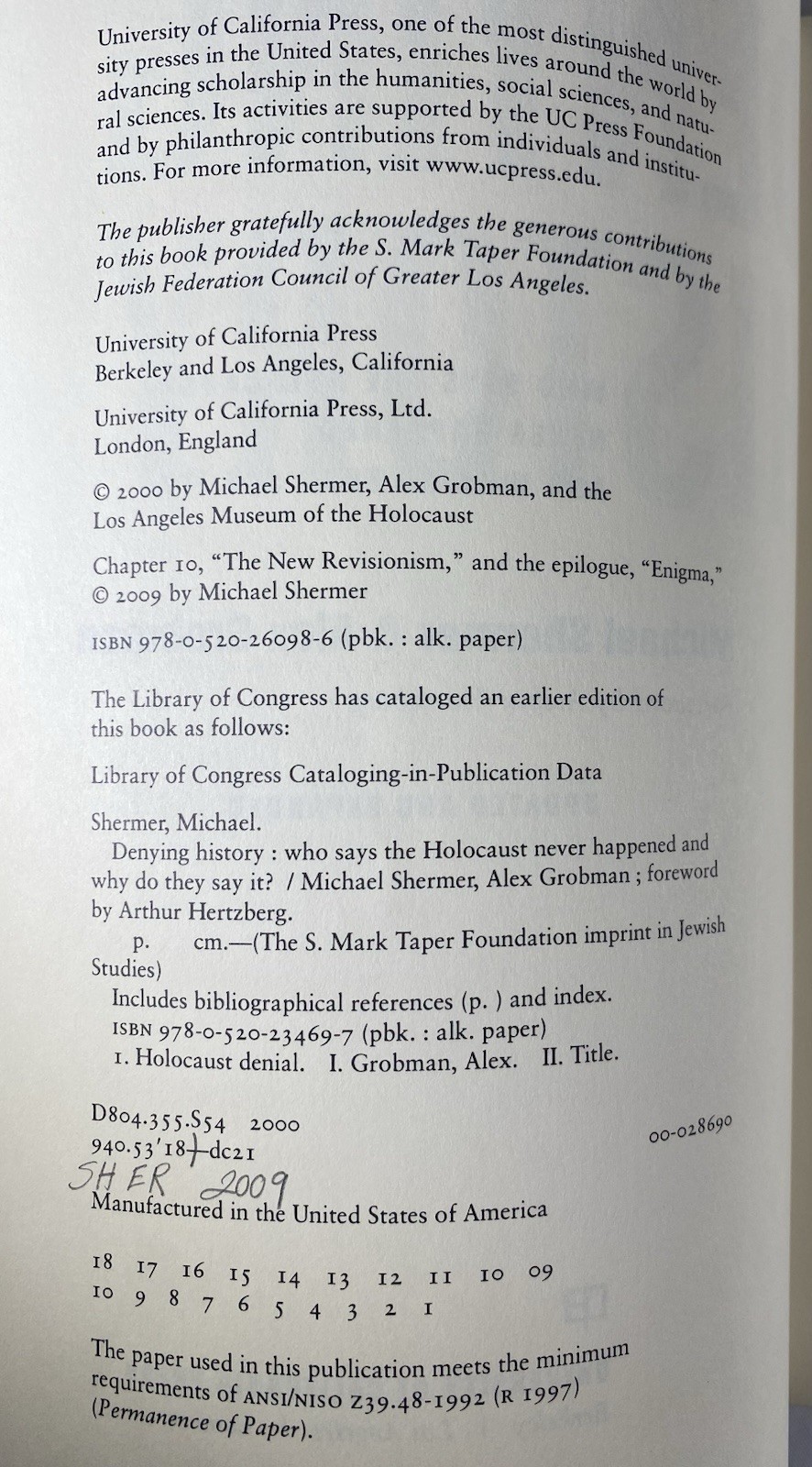 Denying History Holocaust Michael Shermer Alex Grobman Ex Library