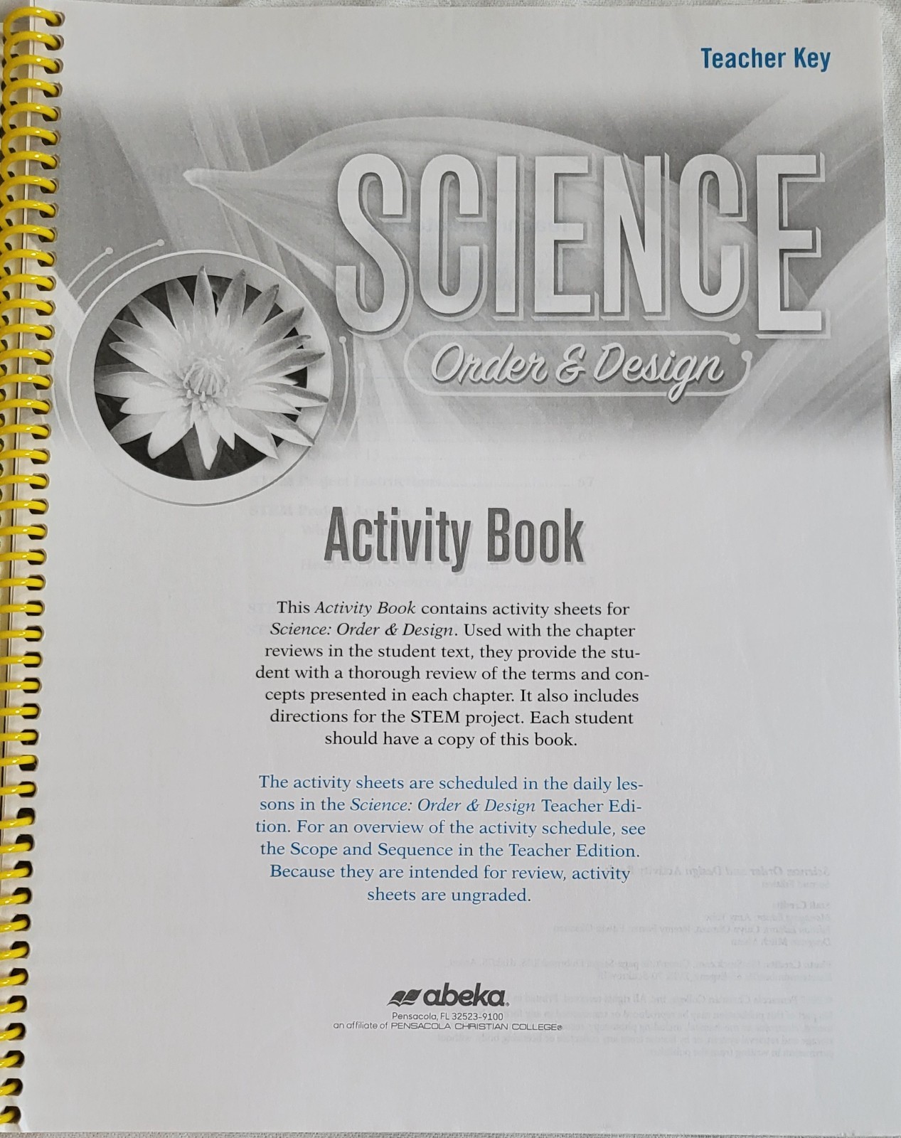 Abeka Grade 7 Science Order & Design, 2nd Edition (Current), Complete Set,