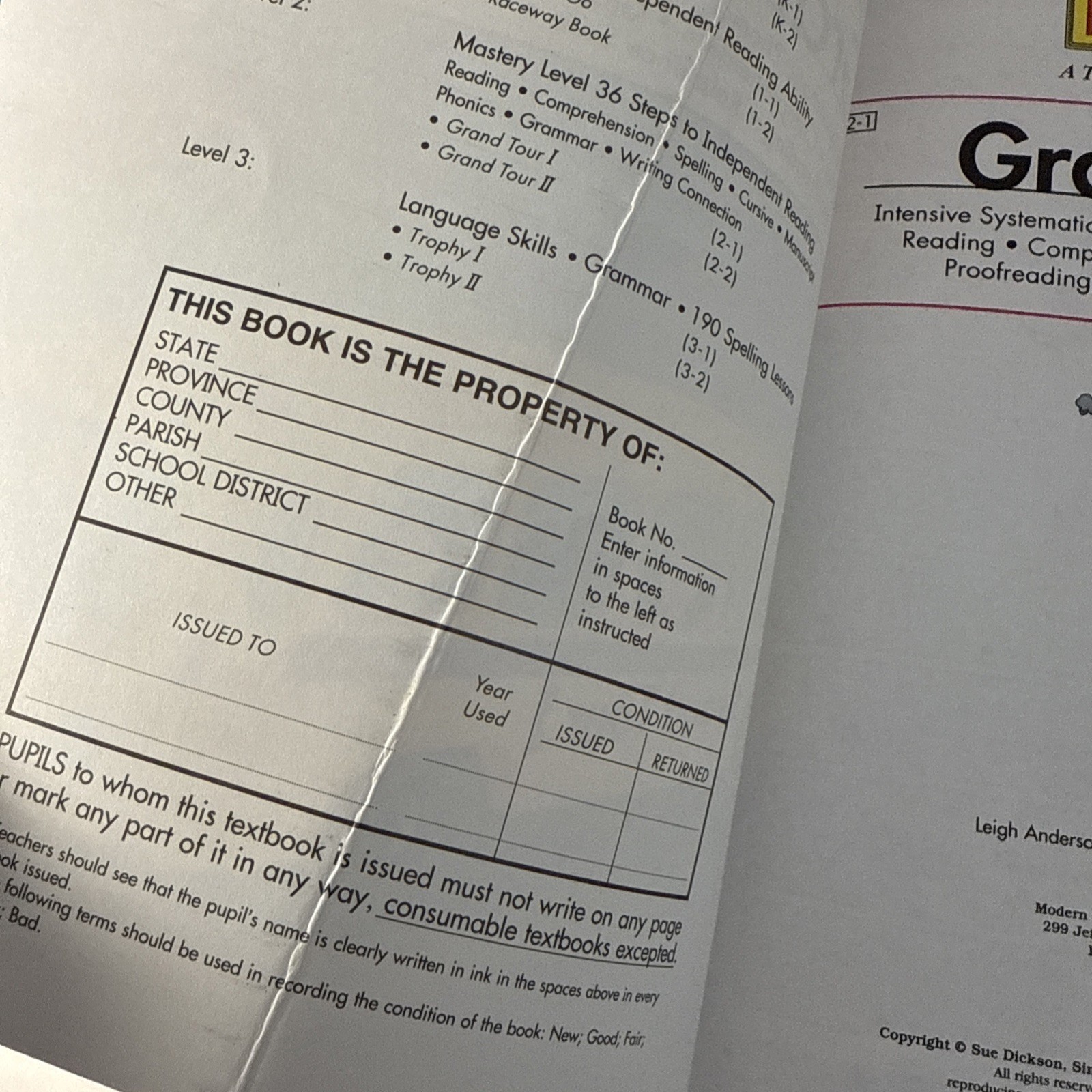 Sing Spell Read Write, Grand Tour 1 & 2,Workbooks, Teacher Manual, Level 2, Rare