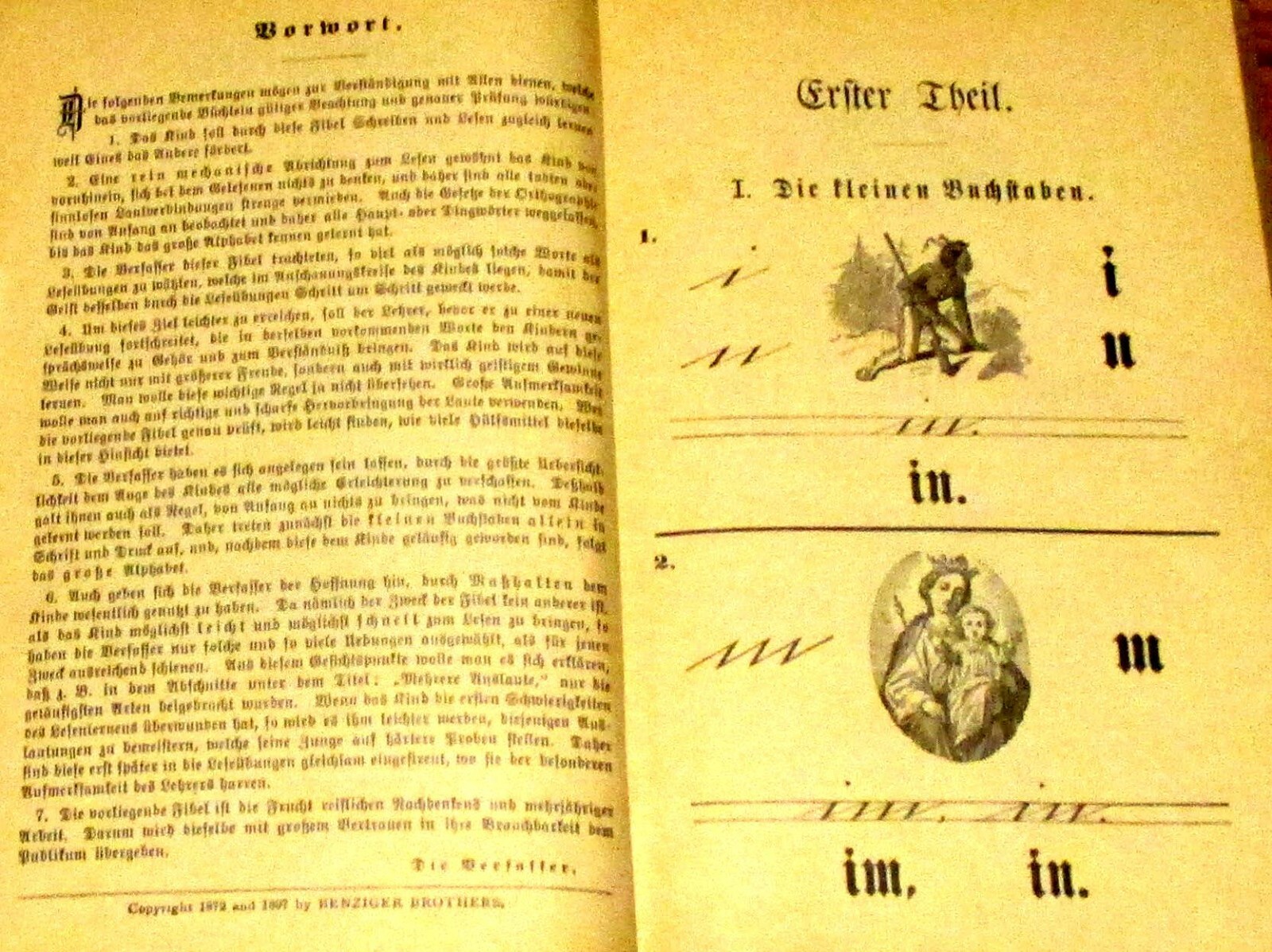 1897 The German Catholic Schools New Primer Hardcover Book in German 64 Pages