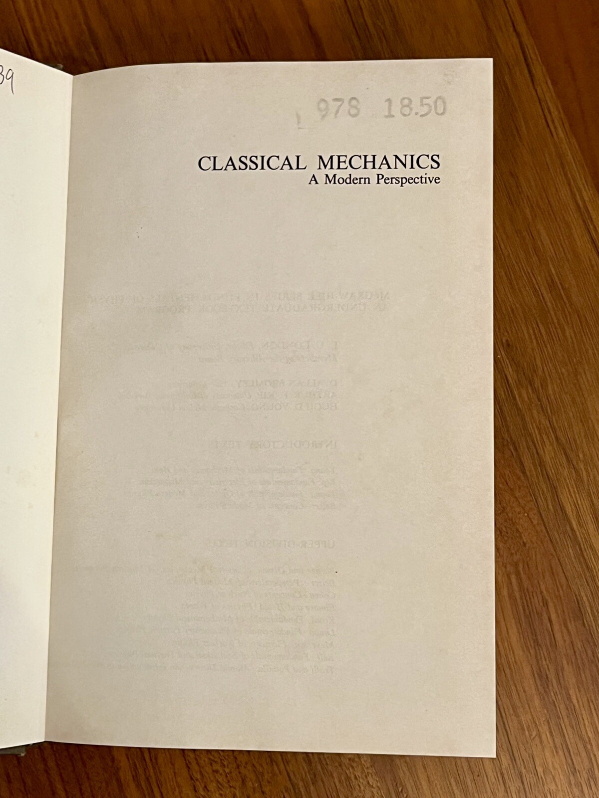Classical Mechanics : A Modern Perspective by Barger & Olsson – HC – 1973