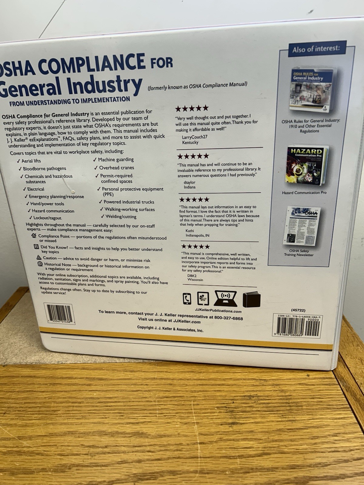 OSHA Compliance for GENERAL INDUSTRY manual in VG condition. by J.J. Keller.