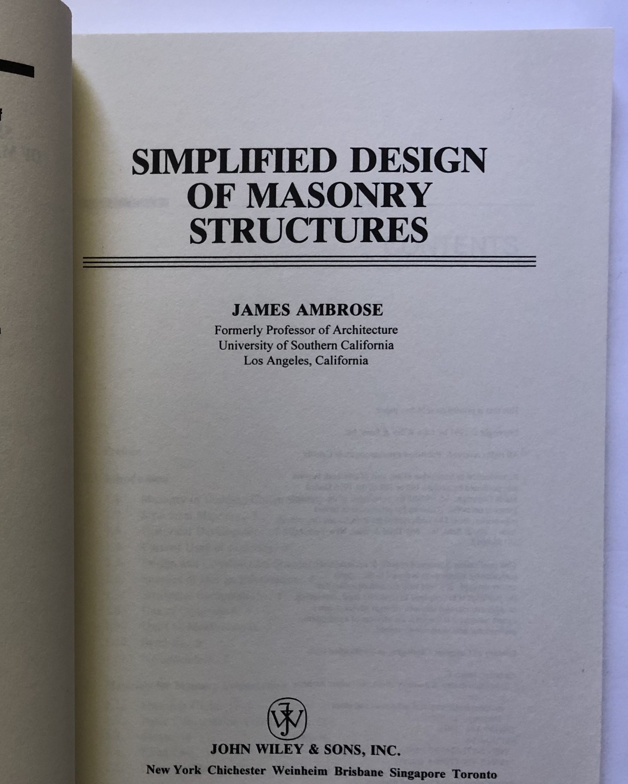 SIMPLIFIED DESIGN of Masonry Structures (1991) James Ambrose TPB