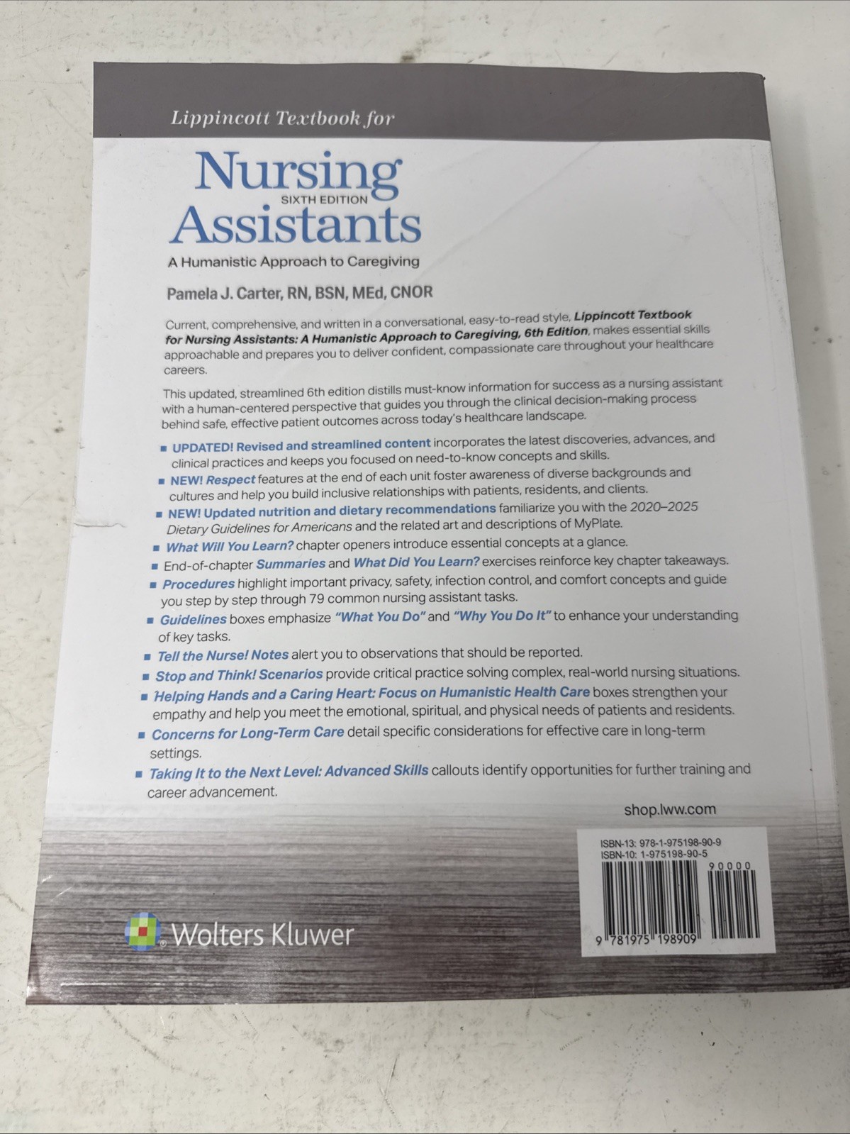 Lippincott Textbook for Nursing Assistants – Paperback, W/Code -6th Ed