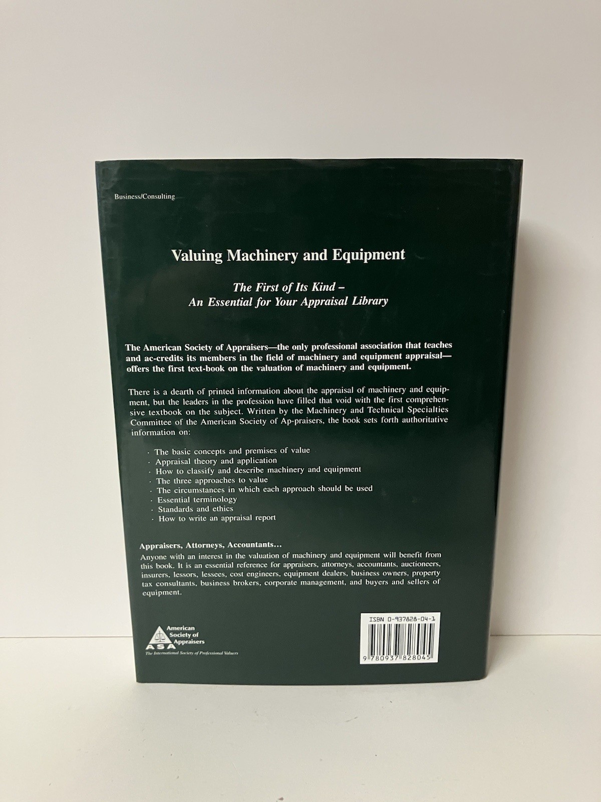 Valuing Machinery and Equipment American Society of Appraisers 2000 HC VERY GOOD