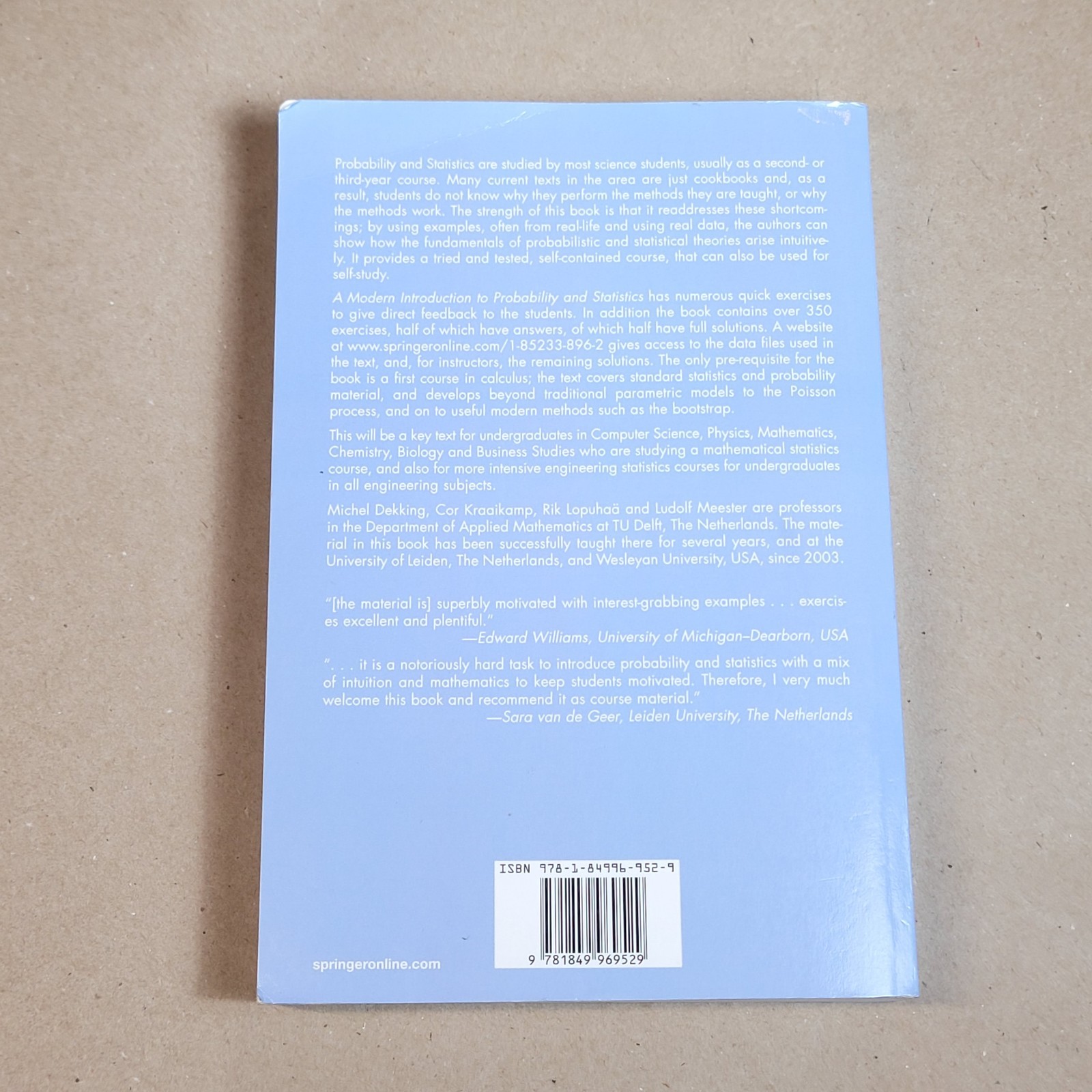 Modern Introduction to Probability and Statistics : Understanding Why and How