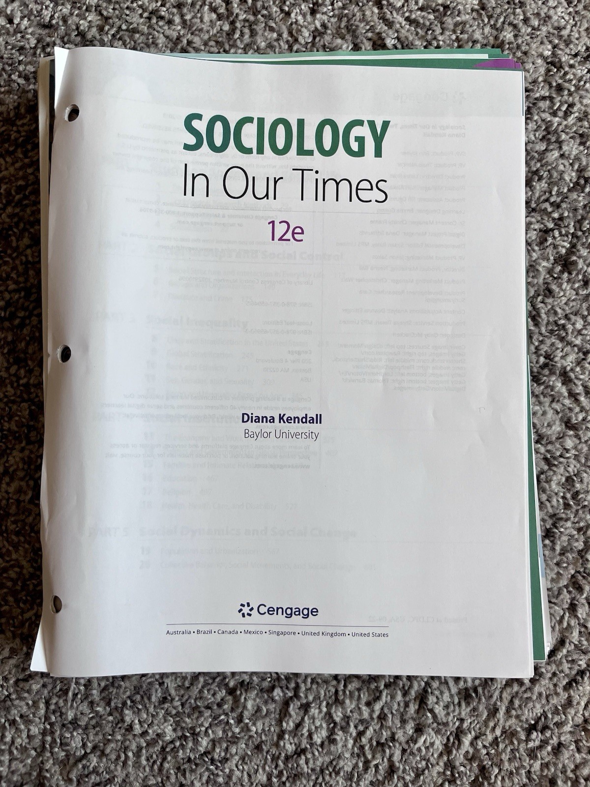 Sociology in Our Times: the Essentials Paperback Diana Kendall 12e 2023 Binder