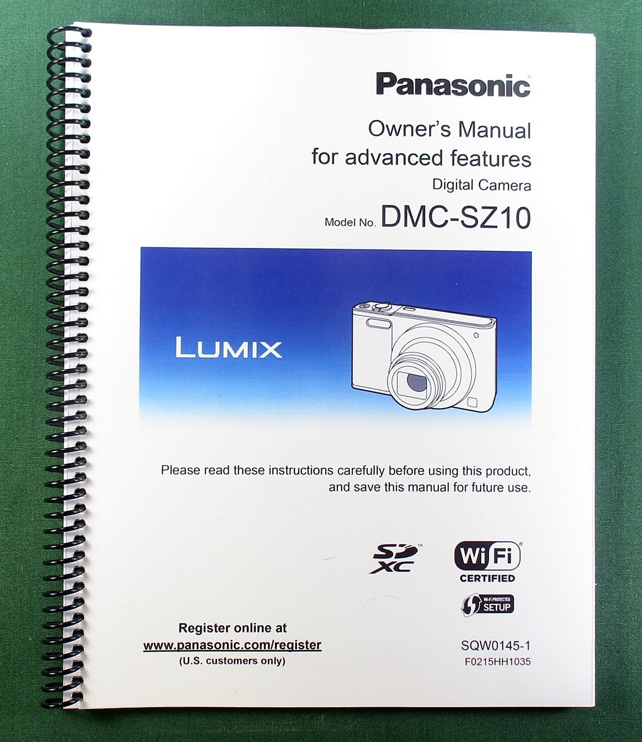 Panasonic Lumix DMC-SZ10 Advanced Instruction Manual: 161 Pages & Clear Covers!