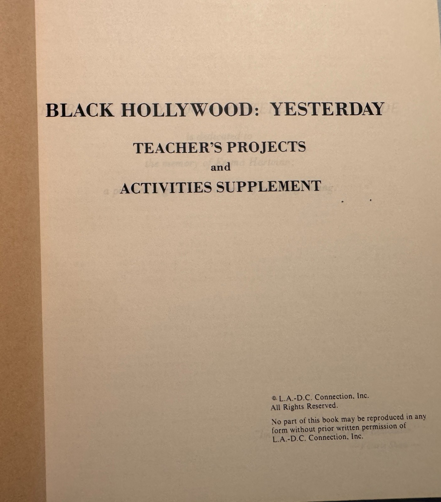 Black Hollywood Yesterday * Lot of 3 Classroom PB Books Projects Guide Secondary