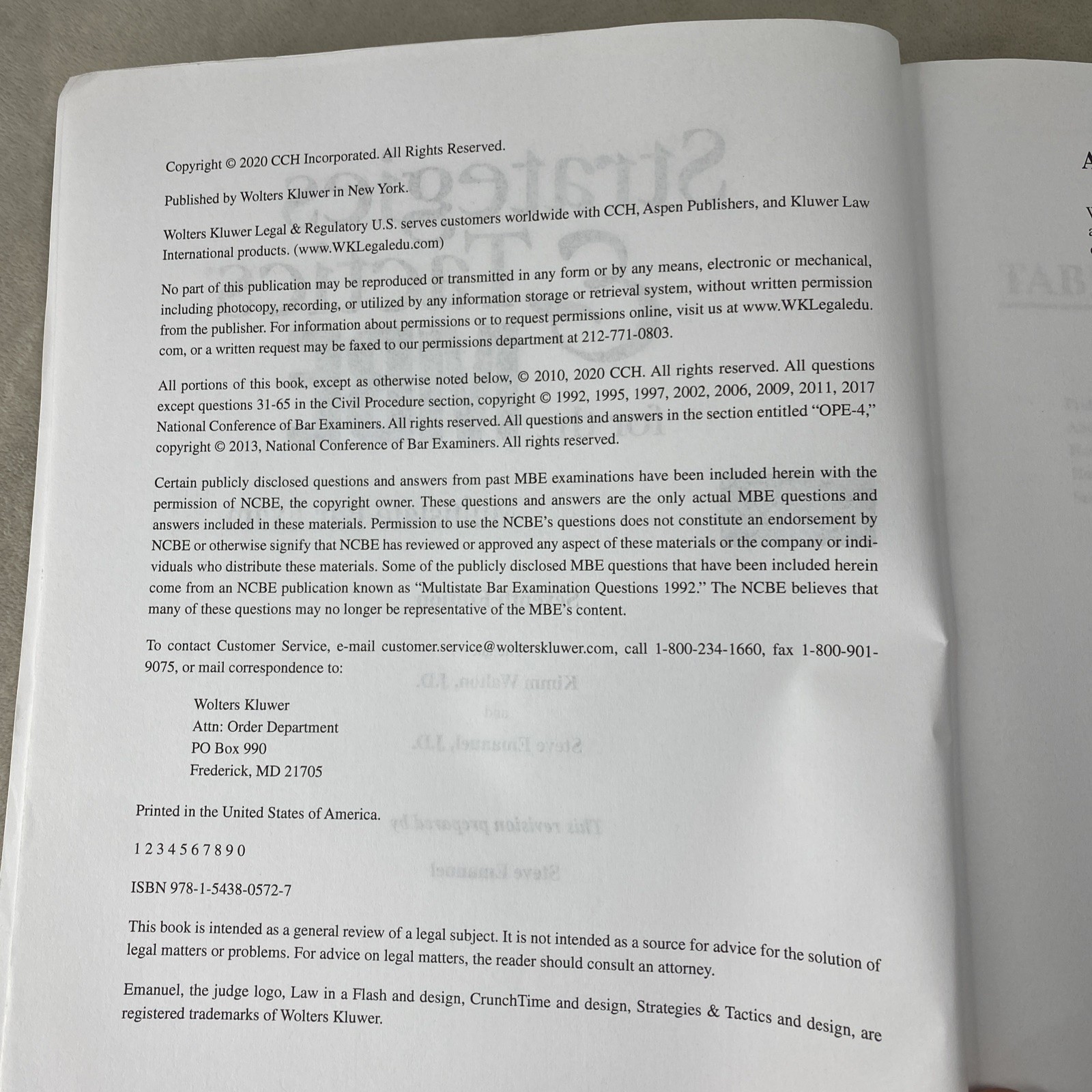 Strategies & Tactics for the MBE (Bar Review), USED-Very Good, Steven Emanuel