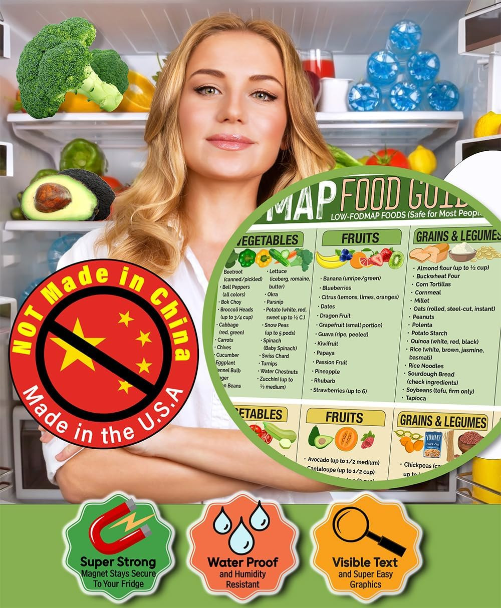 Magnetic 8.5X11 FODMAP Food Guide – Ibs-Friendly Diet Poster & Chart, Safe Fo…
