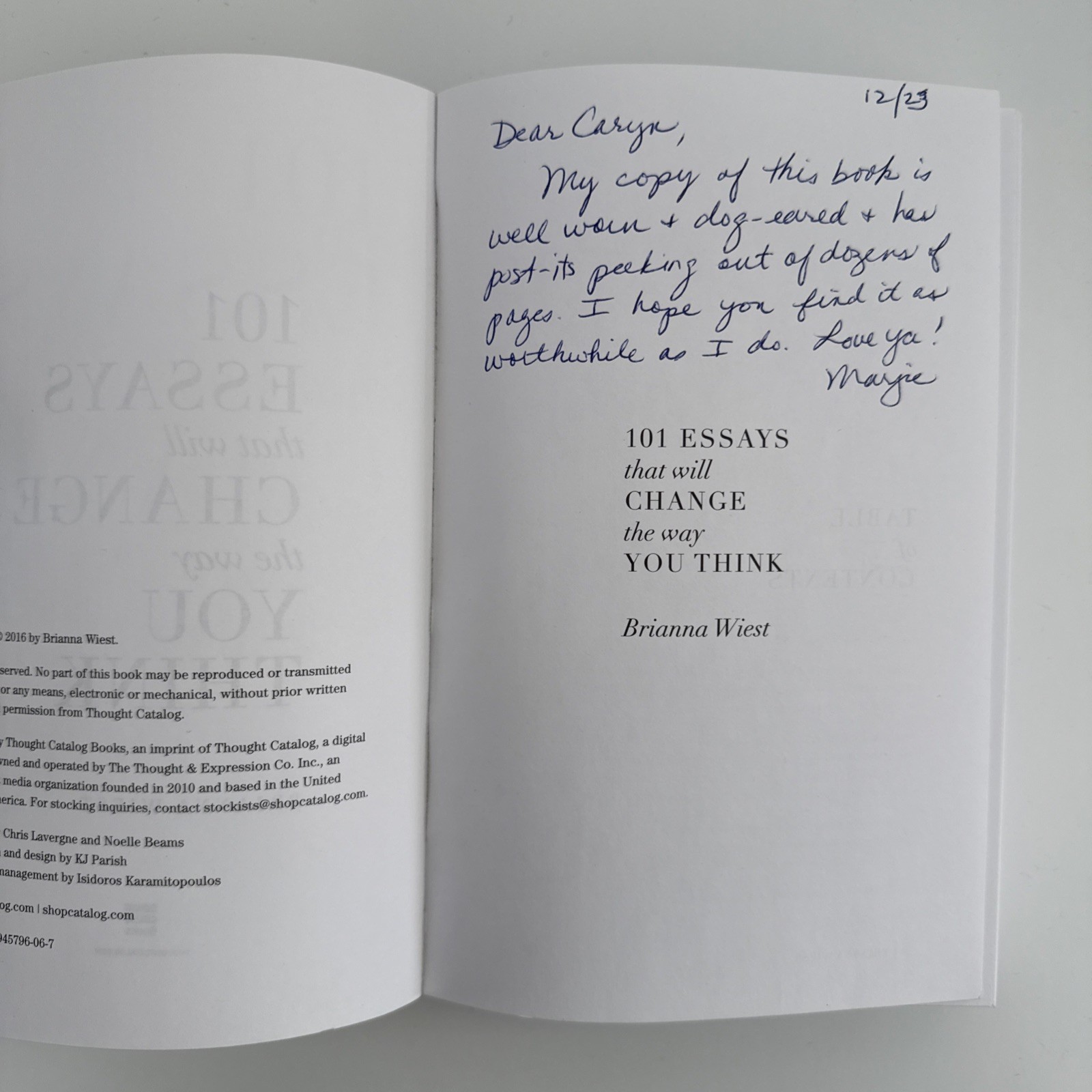 101 Essays That Will Change the Way You Think by Brianna Wiest (2016, Trade…