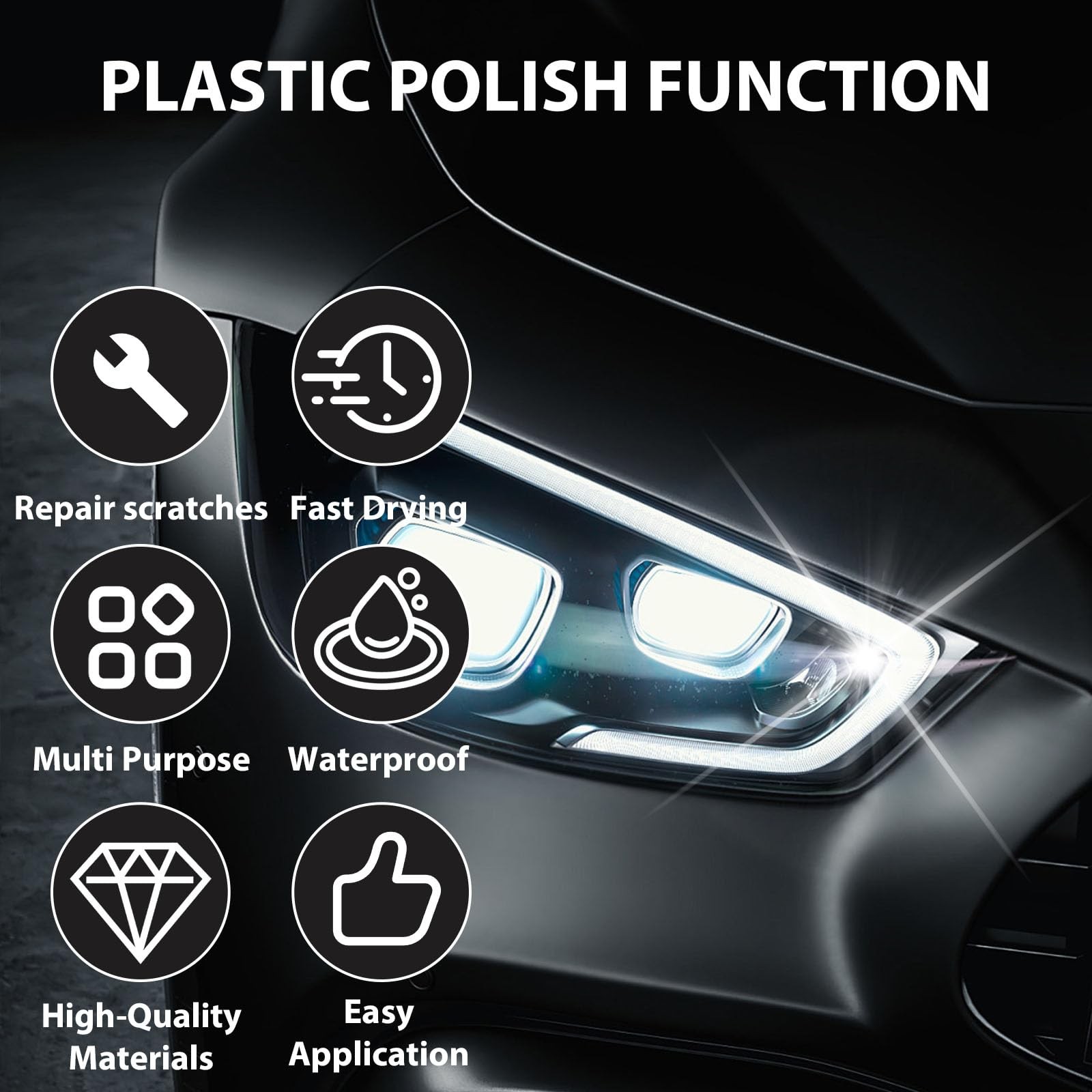 Plastic Polish Kit Scratch Remover Cleaner 14oz For Acrylic Headlights Scuffs