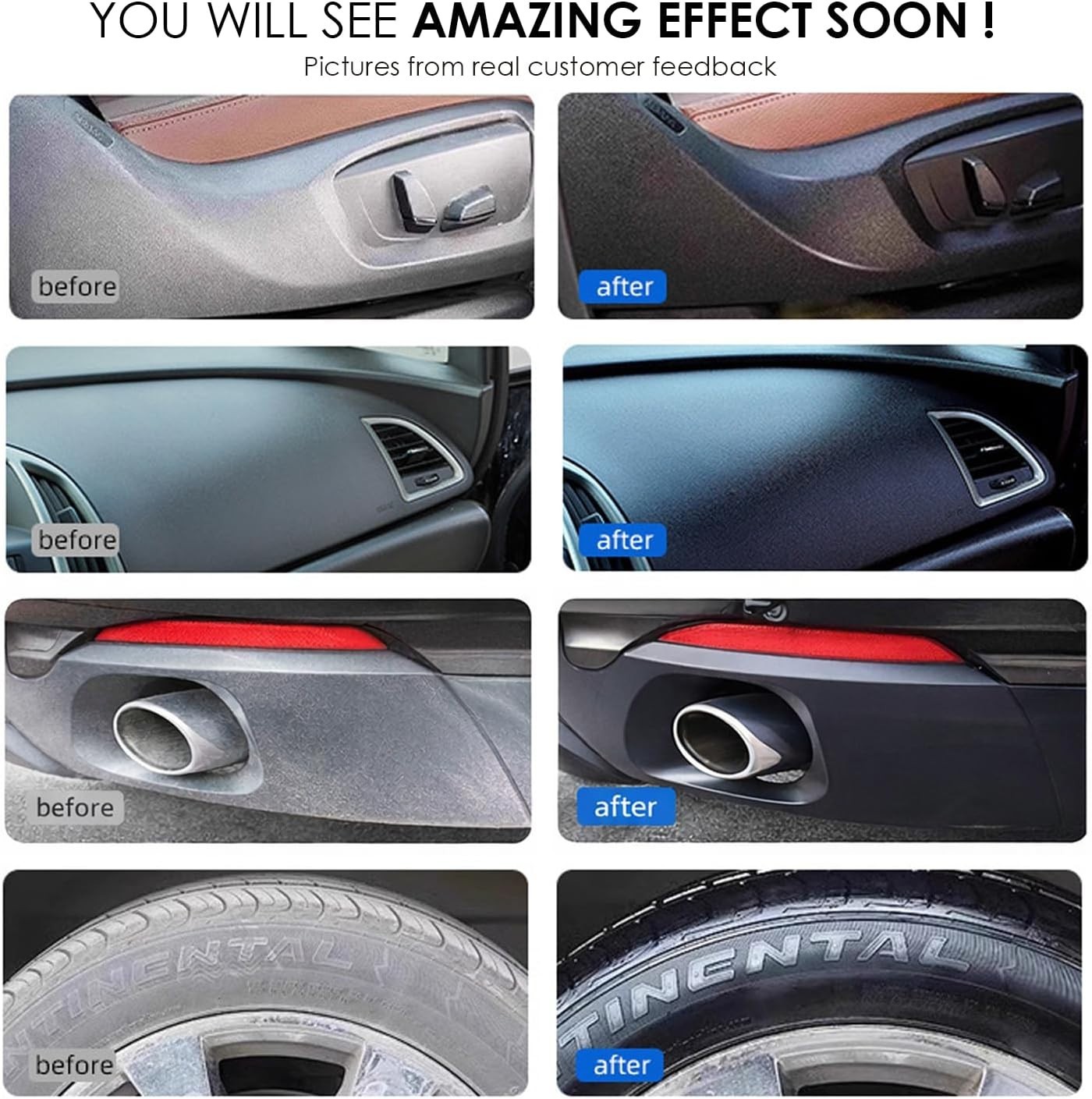 Black Trim Restorer, Plastic Restorer for Cars – Restore Faded Bumpers, Plastic,