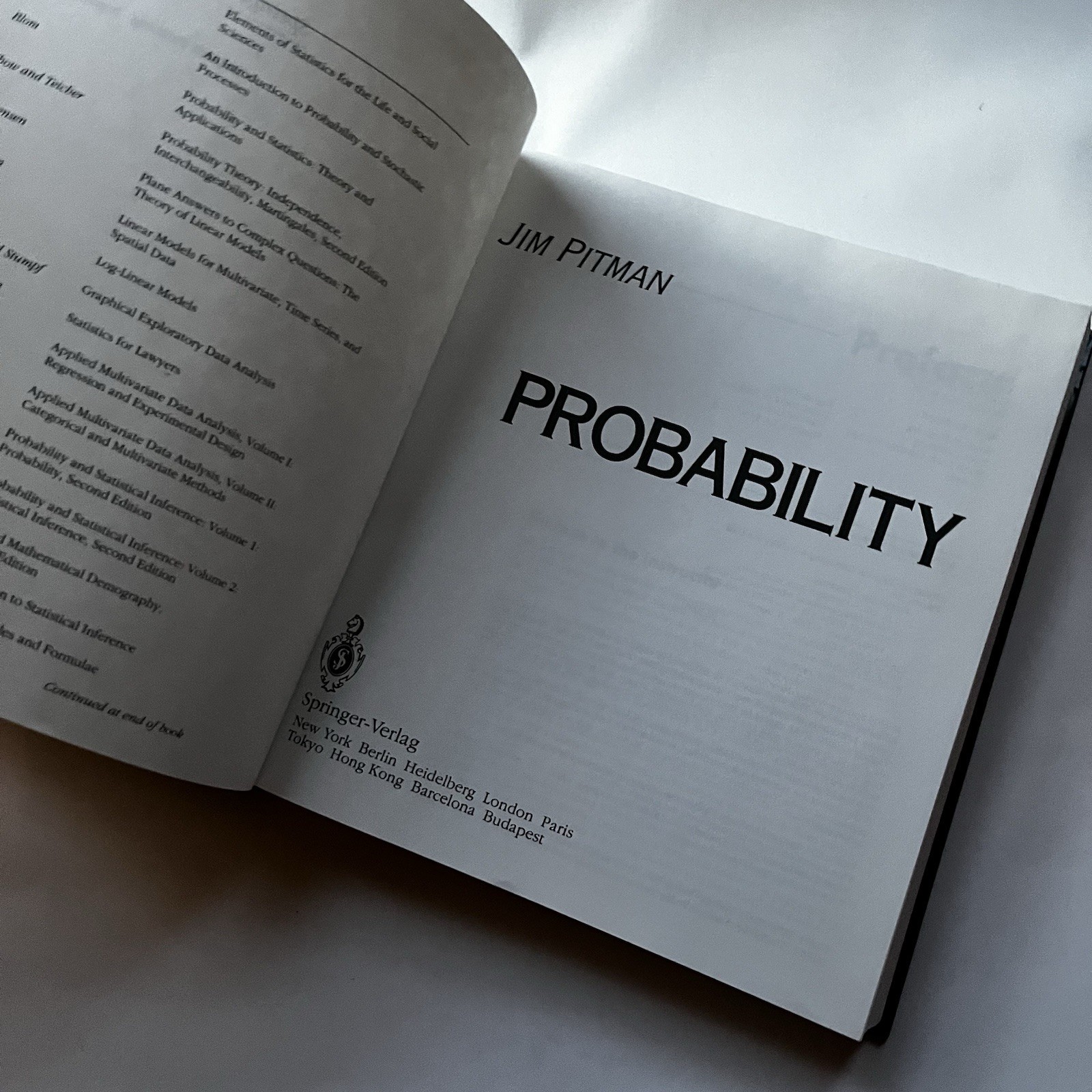 Probability (1993, Hardcover) by Jim Pitman – Springer Texts In Statistics