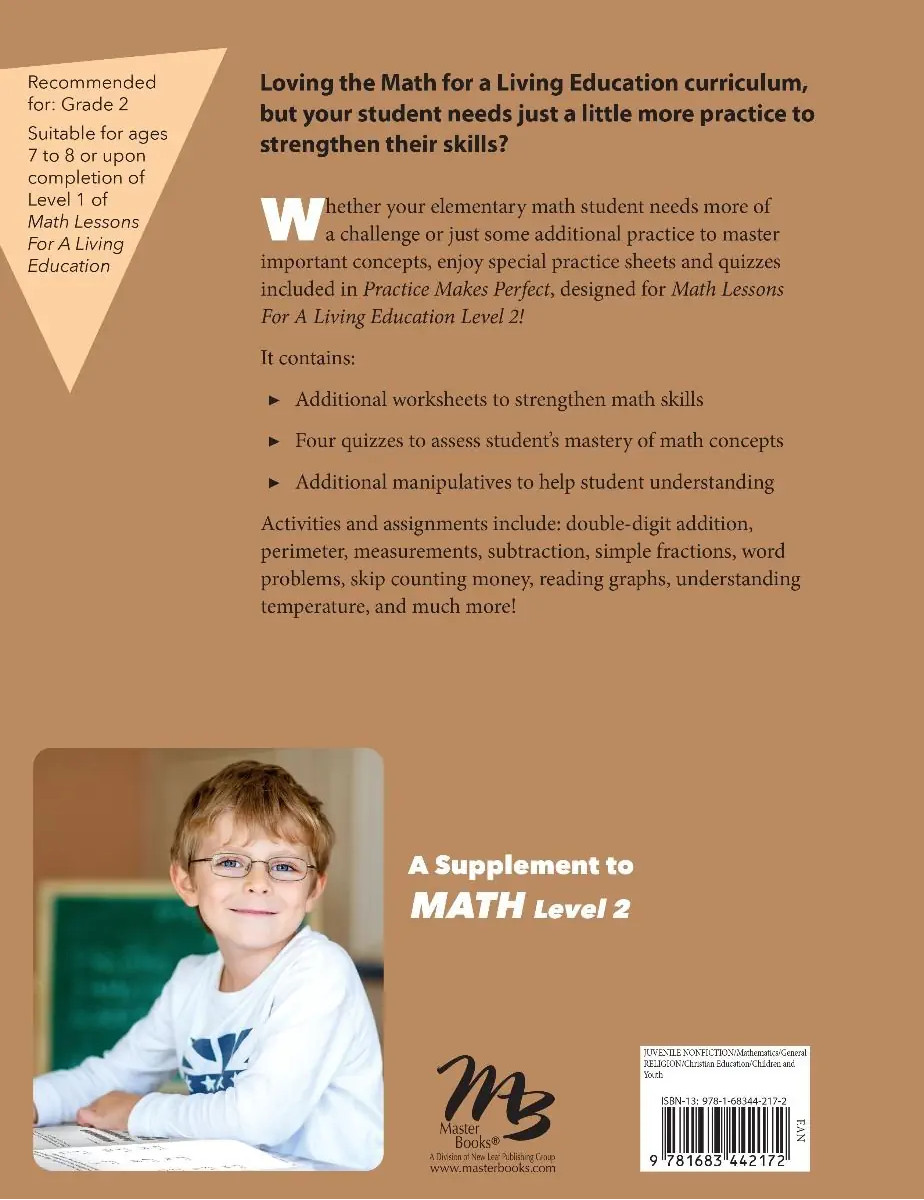 New Master Books MATH LESSONS Living Education Level 2 & PRACTICE Makes Perfect