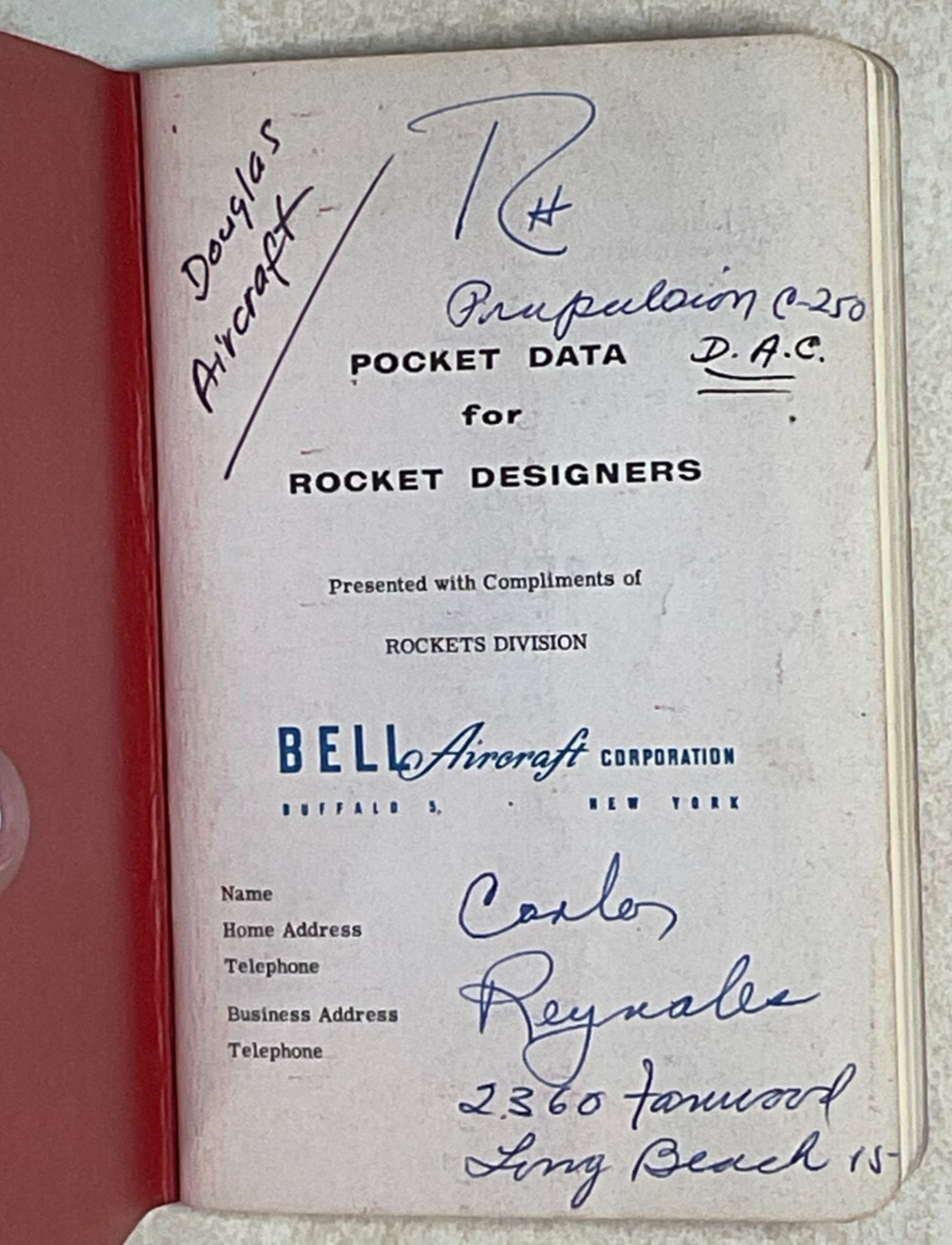 1958 Pocket Data for Rocket Designers Bell Aircraft Corporation-Paperback 2nd Ed