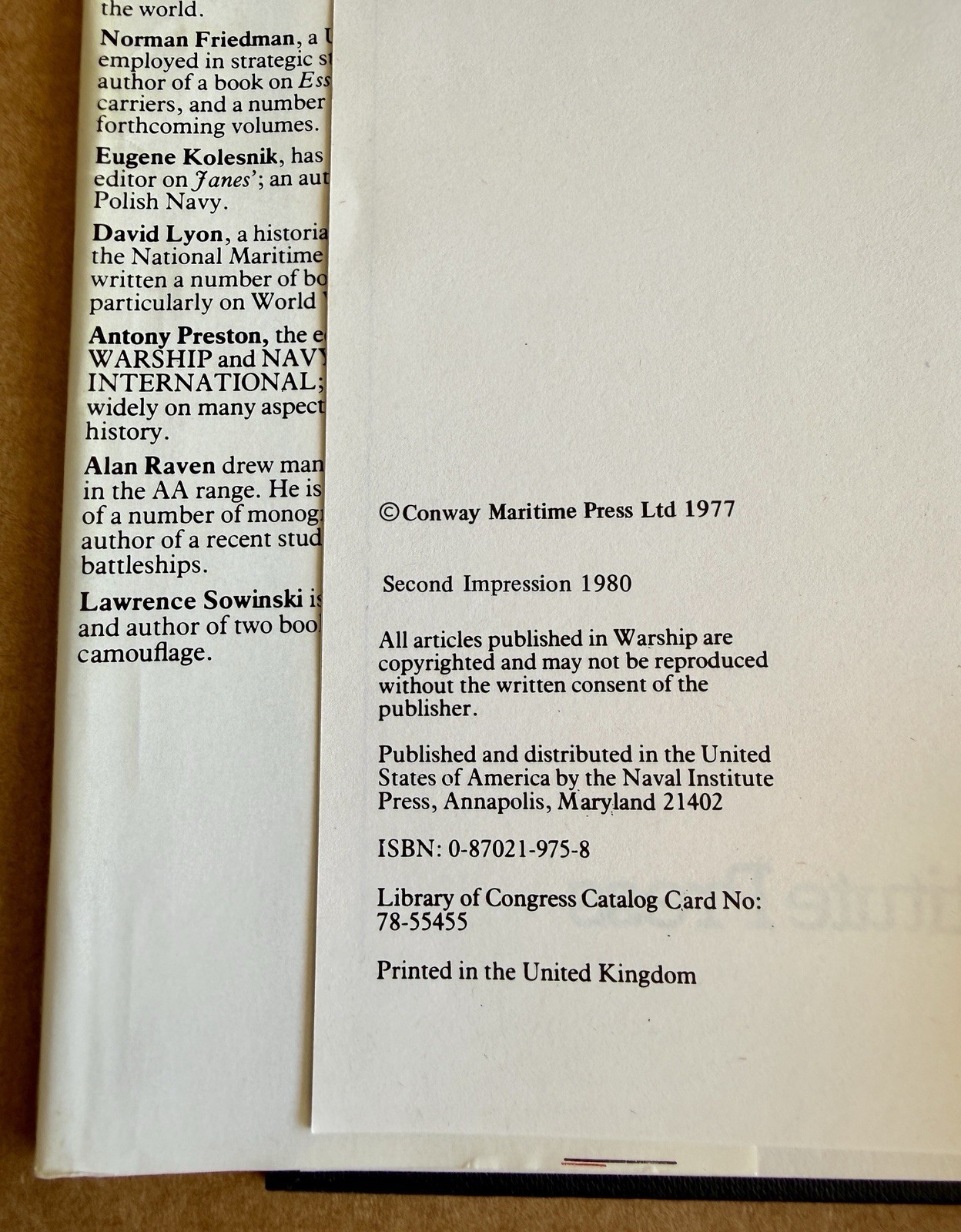 10 Book Set Warship Vol I-X Conway Maritime Naval Institute Press 1977-1986 HCDJ