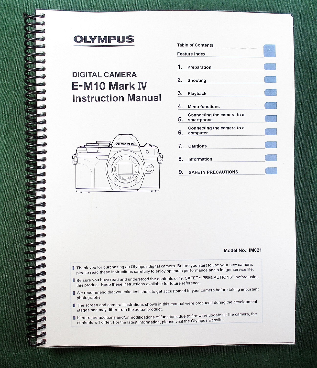 Olympus E-M10 MK IV Instruction Manual: 186 Pages & Protective Covers!