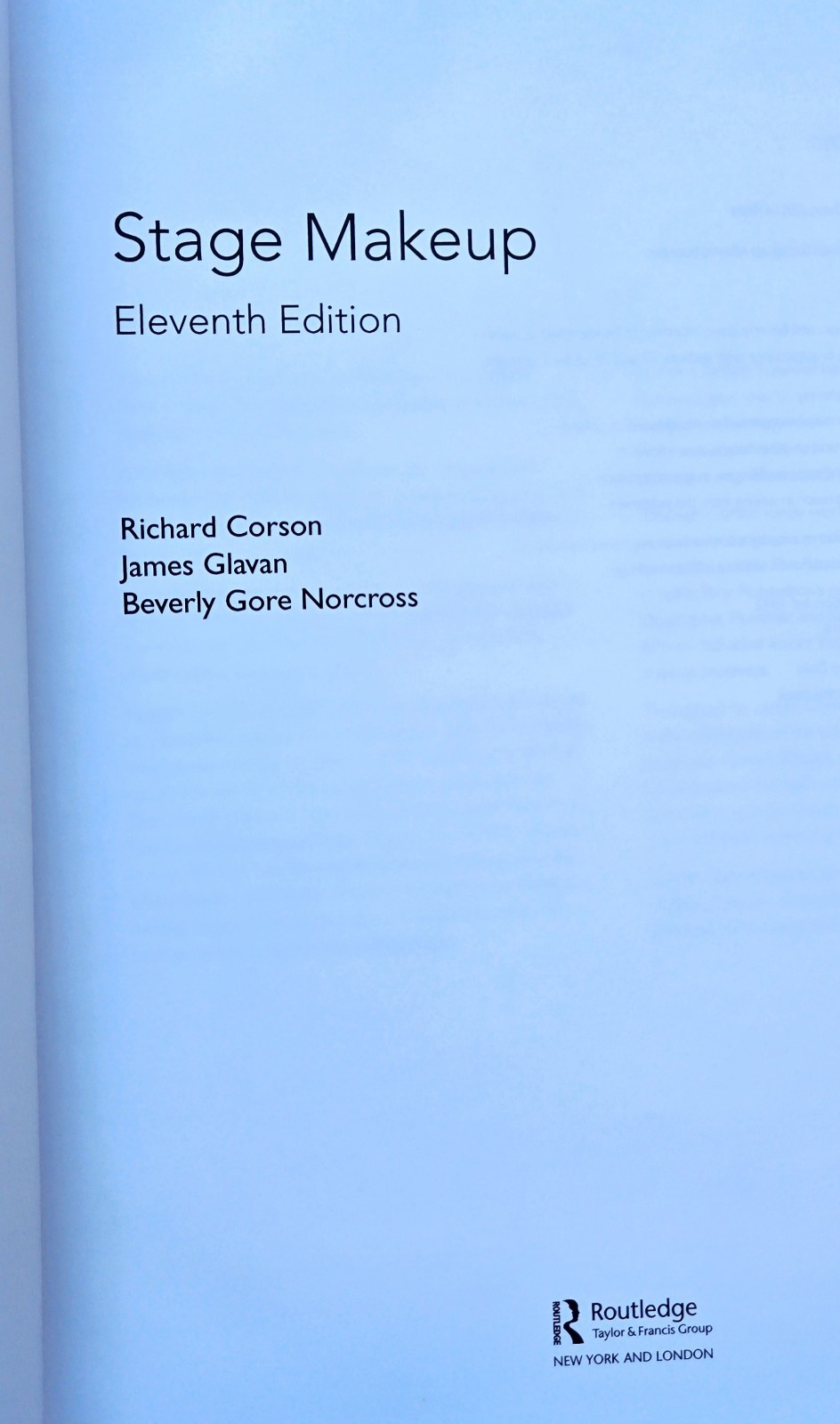Stage Makeup 11th Edition Hardcover, Corson, Glavan, Gore Norcross, Excellent