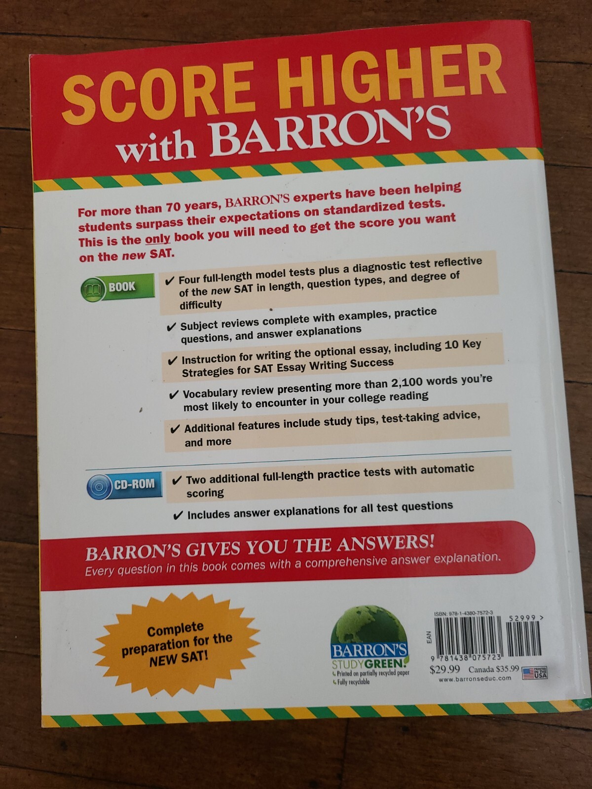 Barron’s New SAT by Ira K. Wolf, Sharon Weiner Green and Brian W. Stewart (2015,