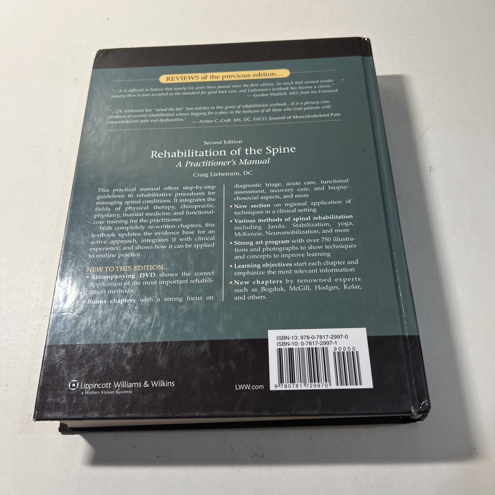 Rehabilitation of the Spine: A Practitioner’s Manual…NO DVD VG