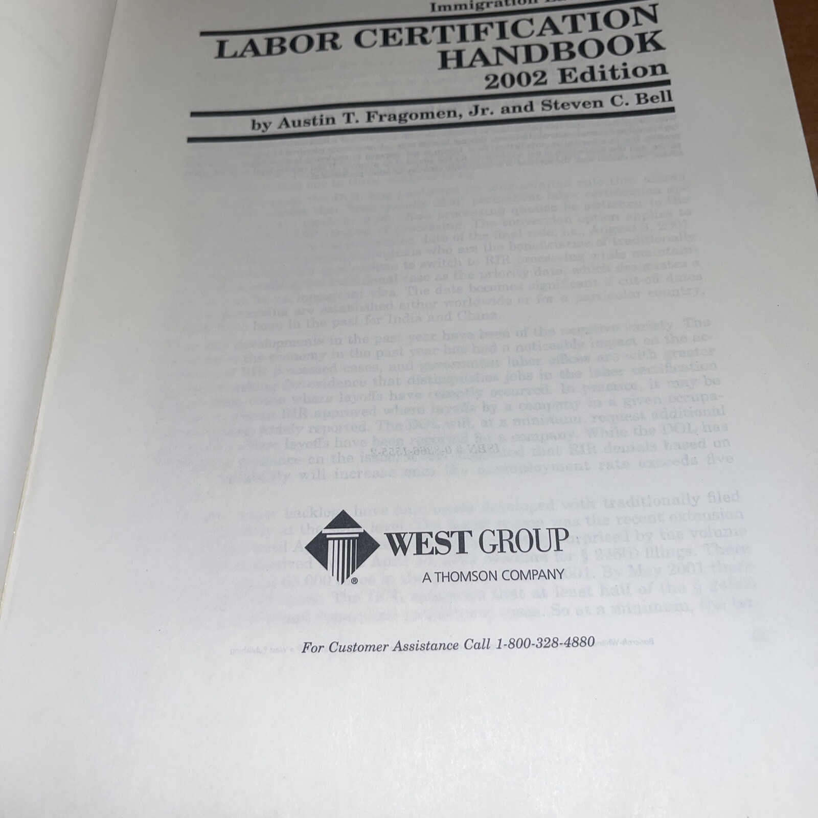 Labor Certification Handbook, 2001-2002 ed. By AustinFragomen, Jr & Steven Bell,