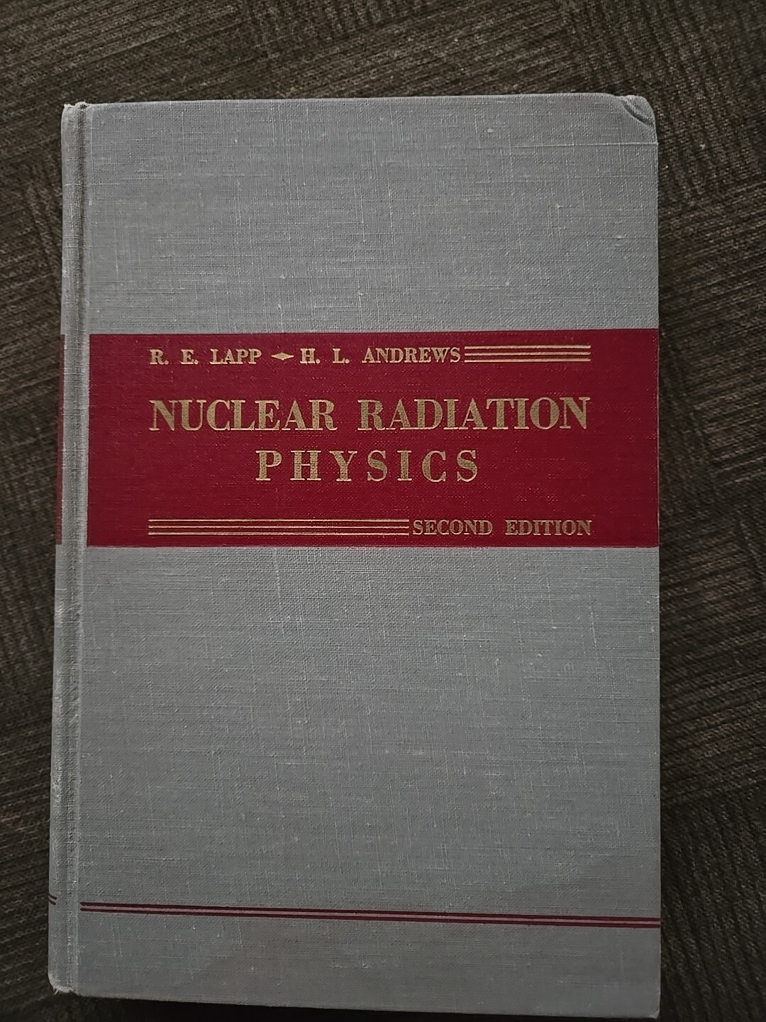 NUCLEAR RADIATION PHYSICS by R.E. Lapp & H.l. Andrews 2nd Ed Prentice Hall ©1955