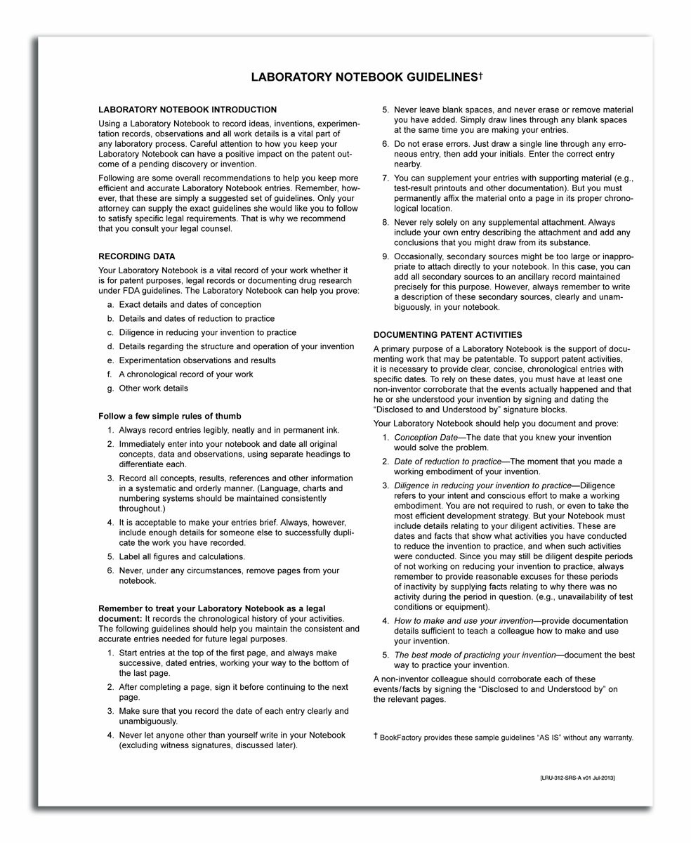 BookFactory Lab Notebook Laboratory Notebook – Professional Grade – 96 Pages,