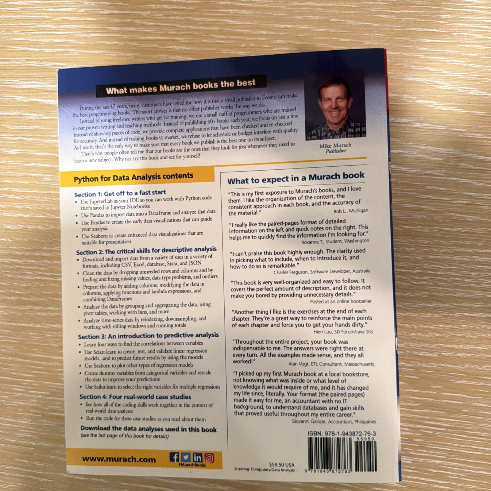 Murach's Python for Data Analysis by Scott McCoy (2021, Trade Paperback)