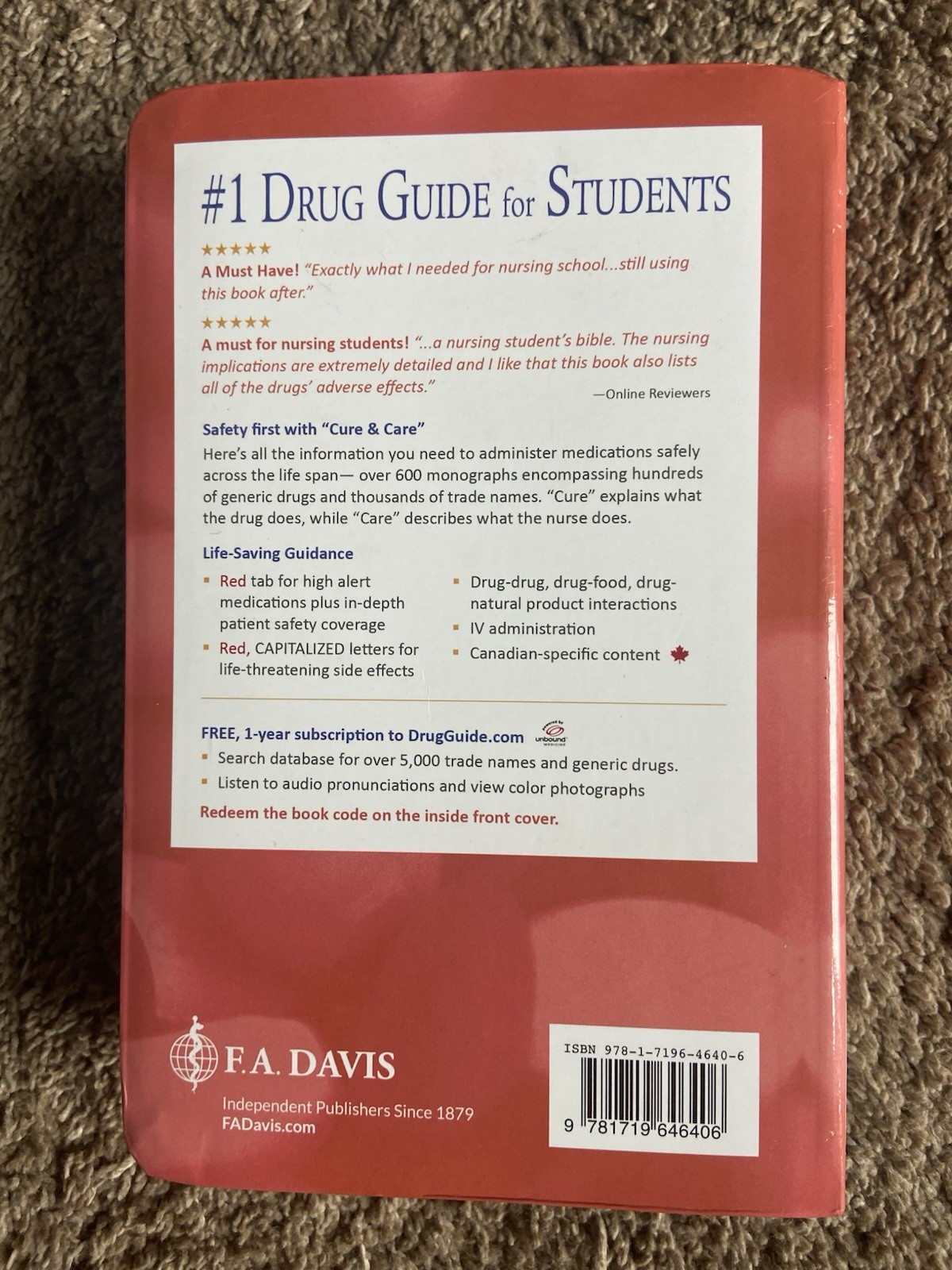 Davis’s Drug Guide for Nurses by April Hazard Vallerand (2022, Trade Paperback)