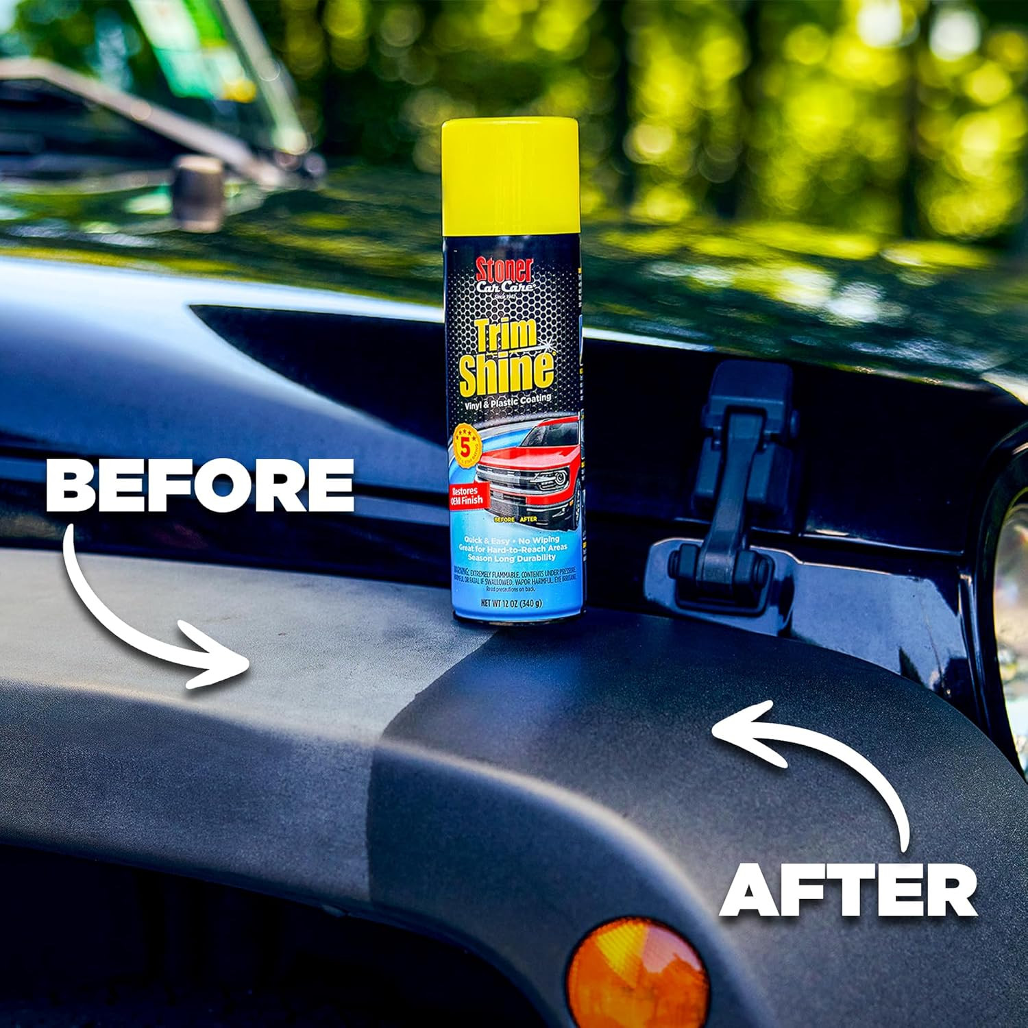 Trim Shine Black – Vinyl & Plastic Restorer for Cars, 22 Fl Oz (2-Pack)