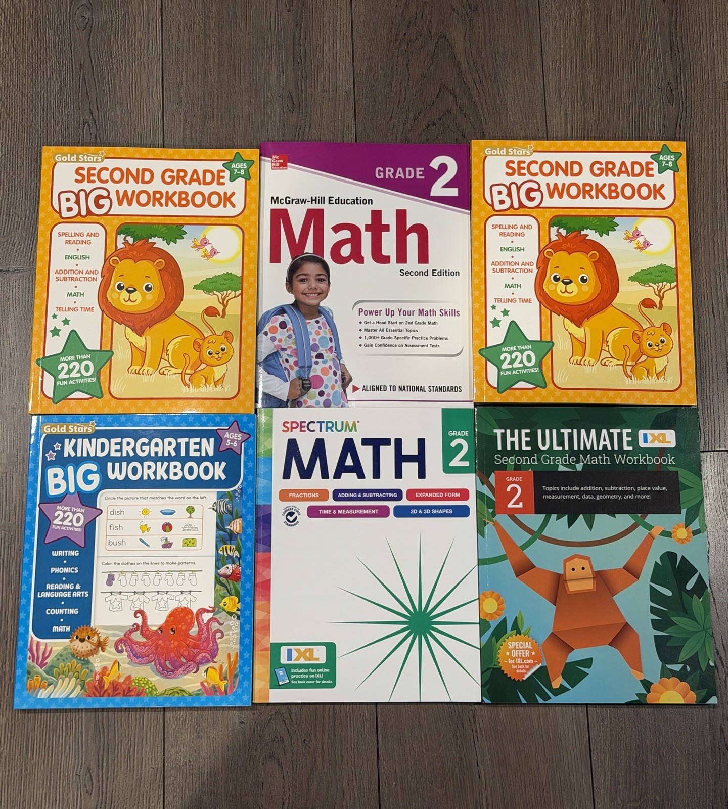 Workbook Lot of 6 Grade 2 Kindergarten Math Reading Learning Activity Books New